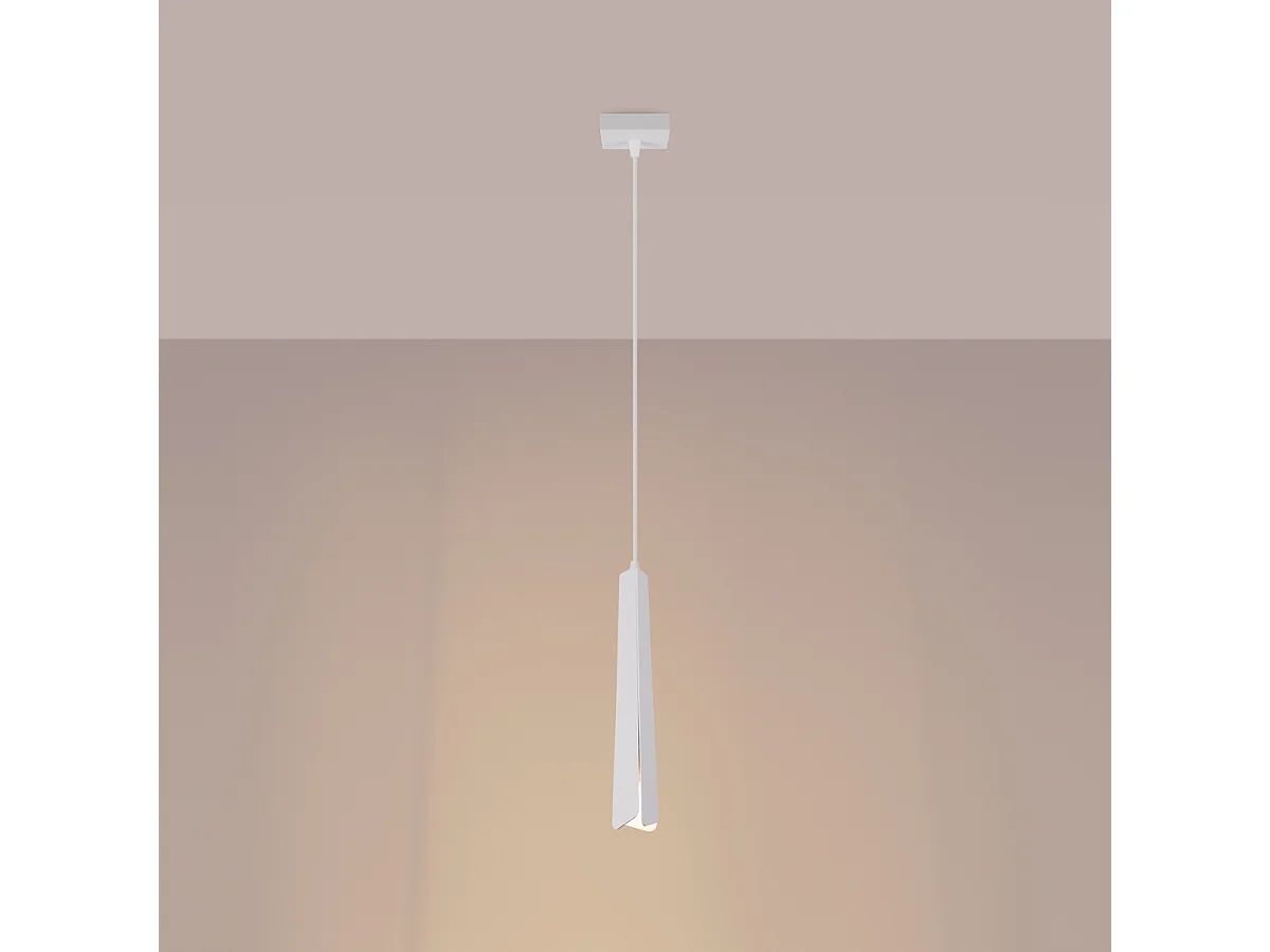 Lampy wiszące skandynawski Astel, stal - 1 źródło światła 3000K - L.8 x H.120 cm - biały 4752630 - obrazek 1