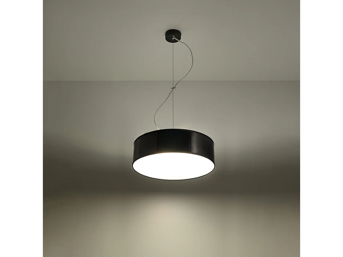 Lampy wiszące minimalistyczny Cercle, PVC - 2 źródło światła 3000K - L.35 x H.111 cm - czarny 4752644 - obrazek 1