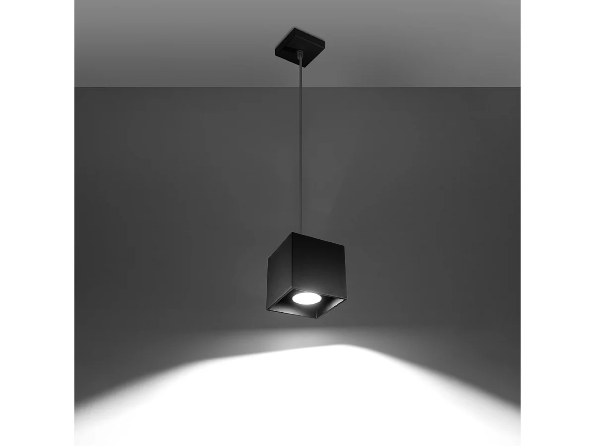 Lampy wiszące nowoczesny Quadx, aluminium - 1 źródło światła 3000K - L.10 x H.110 cm - czarny 4752643 - obrazek 1