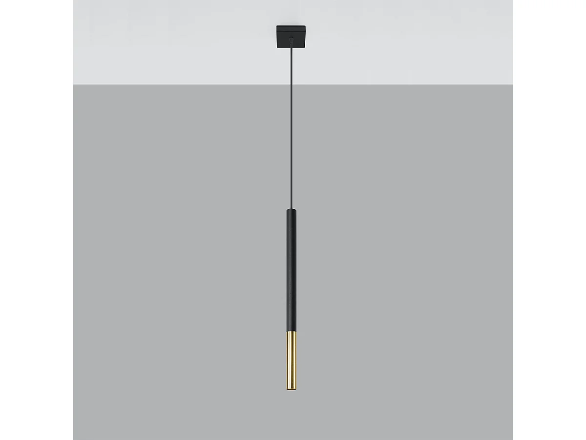 Lampy wiszące nowoczesny Flar, stal - 1 źródło światła 4000K - L.8 x H.100 cm - czarny/złoty 4752648 - obrazek 1