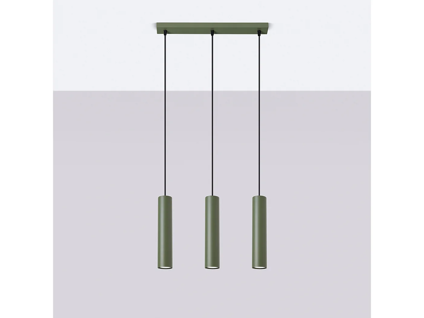 Lampa wisząca loft Toris, stal - 3 źródło światła 4000K - L.45 x H.98 cm - zielony oliwkowy 4752647 - obrazek 1
