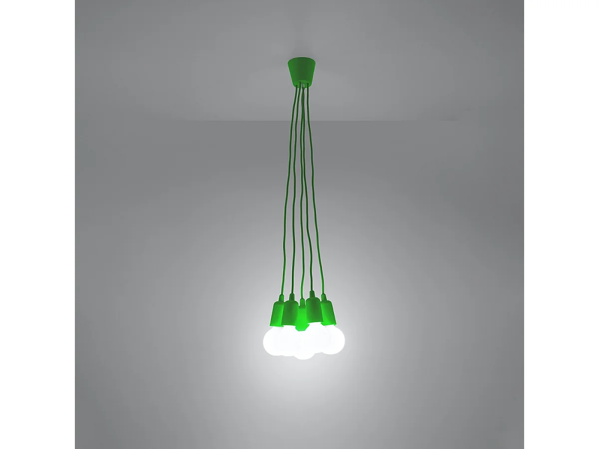 Lampy wiszące nowoczesny Astis, PVC - 5 źródło światła 3000K - L.25 x H.90 cm - zielony 4752645 - obrazek 1