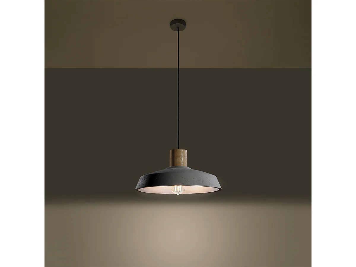 Lampy wiszące industrialny Evoxa, betoNie dotyczyrewno - 1 źródło światła 3000K - L.40 x H.115 cm - szary 4752660 - obrazek 1