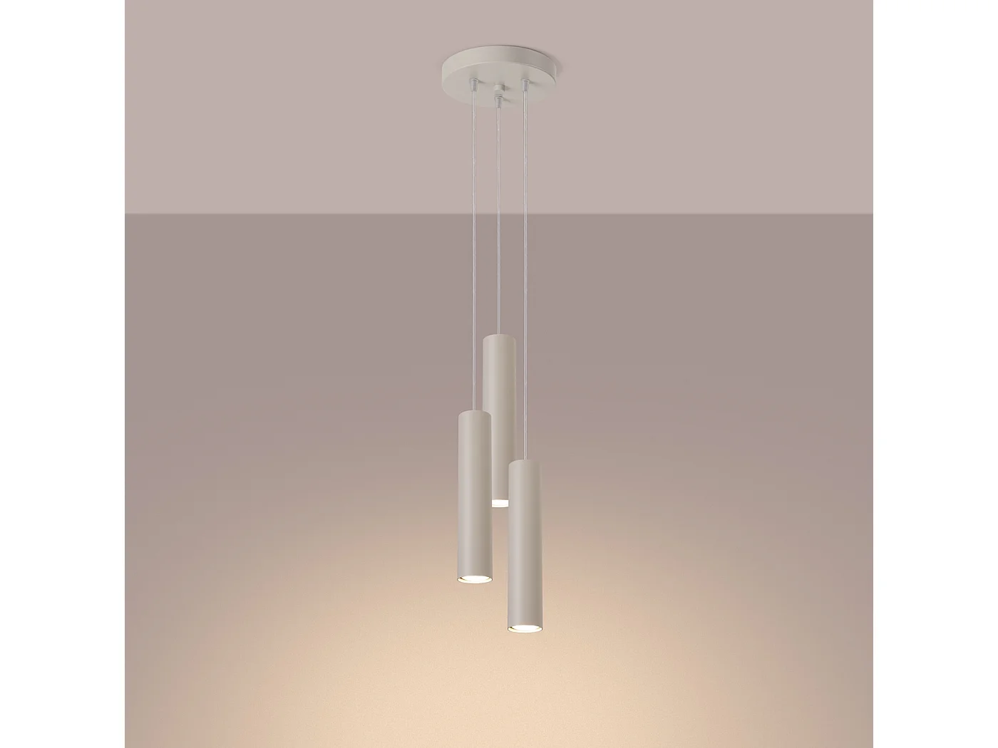 Lampa wisząca loft Toris, stal - 3 źródło światła 3000K - L.19.5 x H.108 cm - beżowy 4752662 - obrazek 1