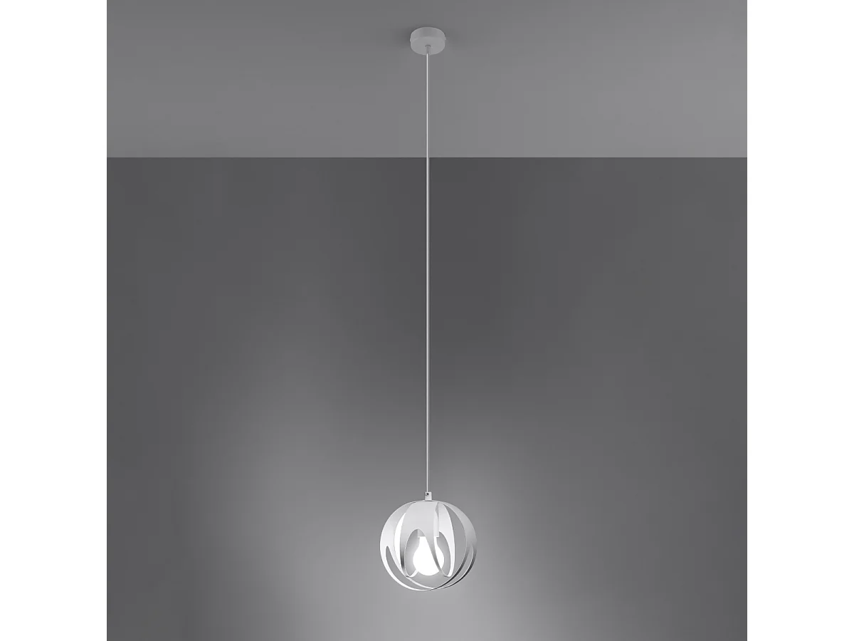 Lampy wiszące nowoczesny Brive, stal - 1 źródło światła 3000K - L.16 x H.125 cm - biały 4752664 - obrazek 1