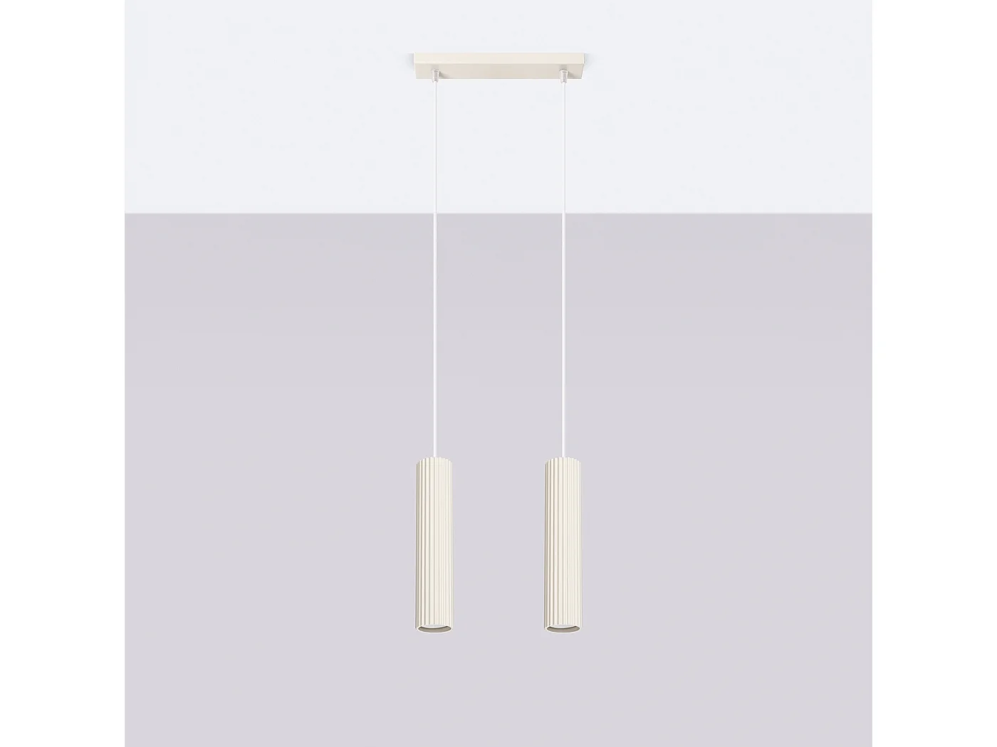 Lampa wisząca minimalistyczny Gloow, aluminium - 2 źródło światła 4000K - L.30 x H.90 cm - beżowy 4752661 - obrazek 1