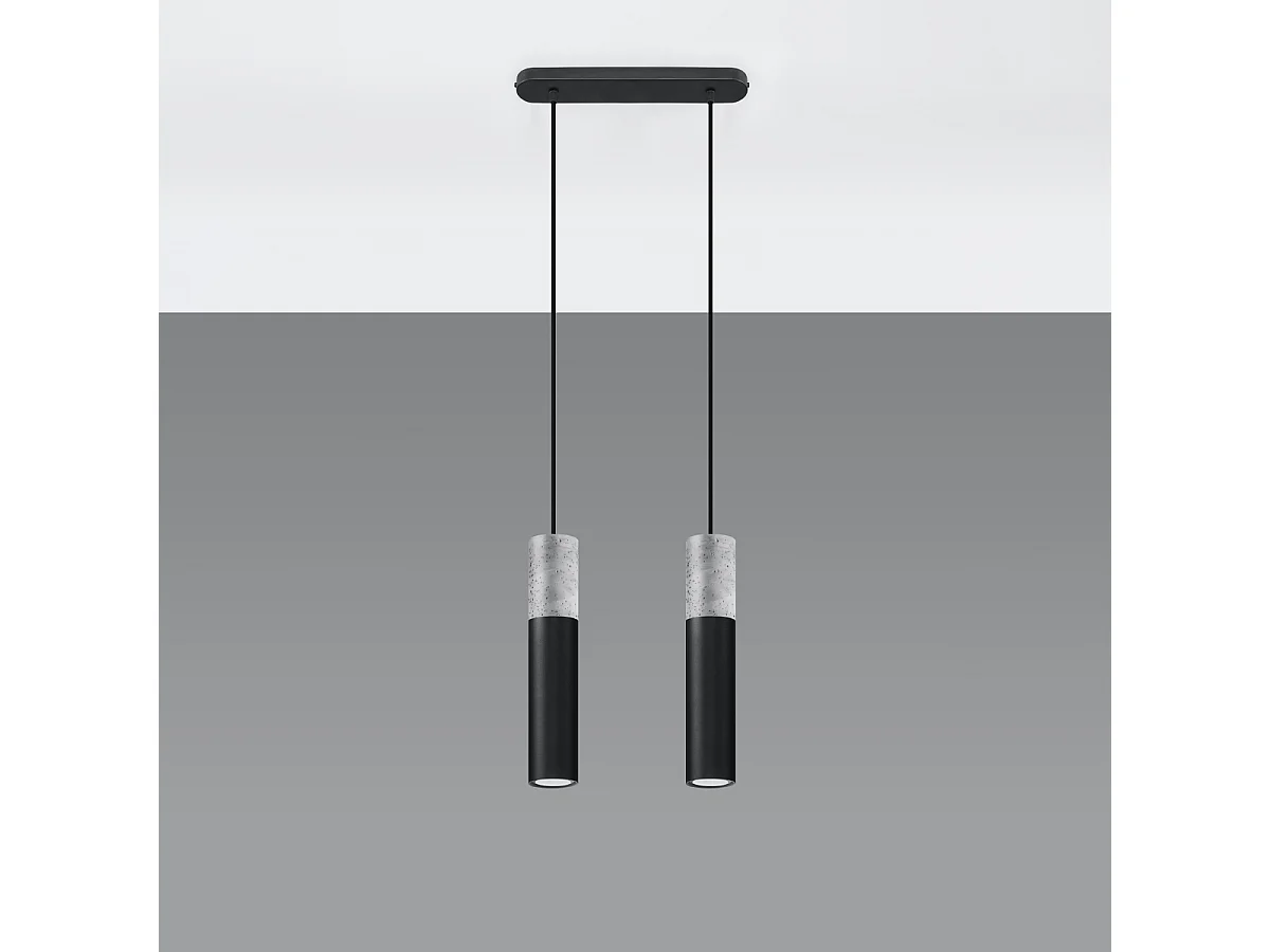 Lampy wiszące nowoczesny Lume, stal/beton - 2 źródło światła 4000K - L.30 x H.90 cm - czarny/szary 4752675 - obrazek 1