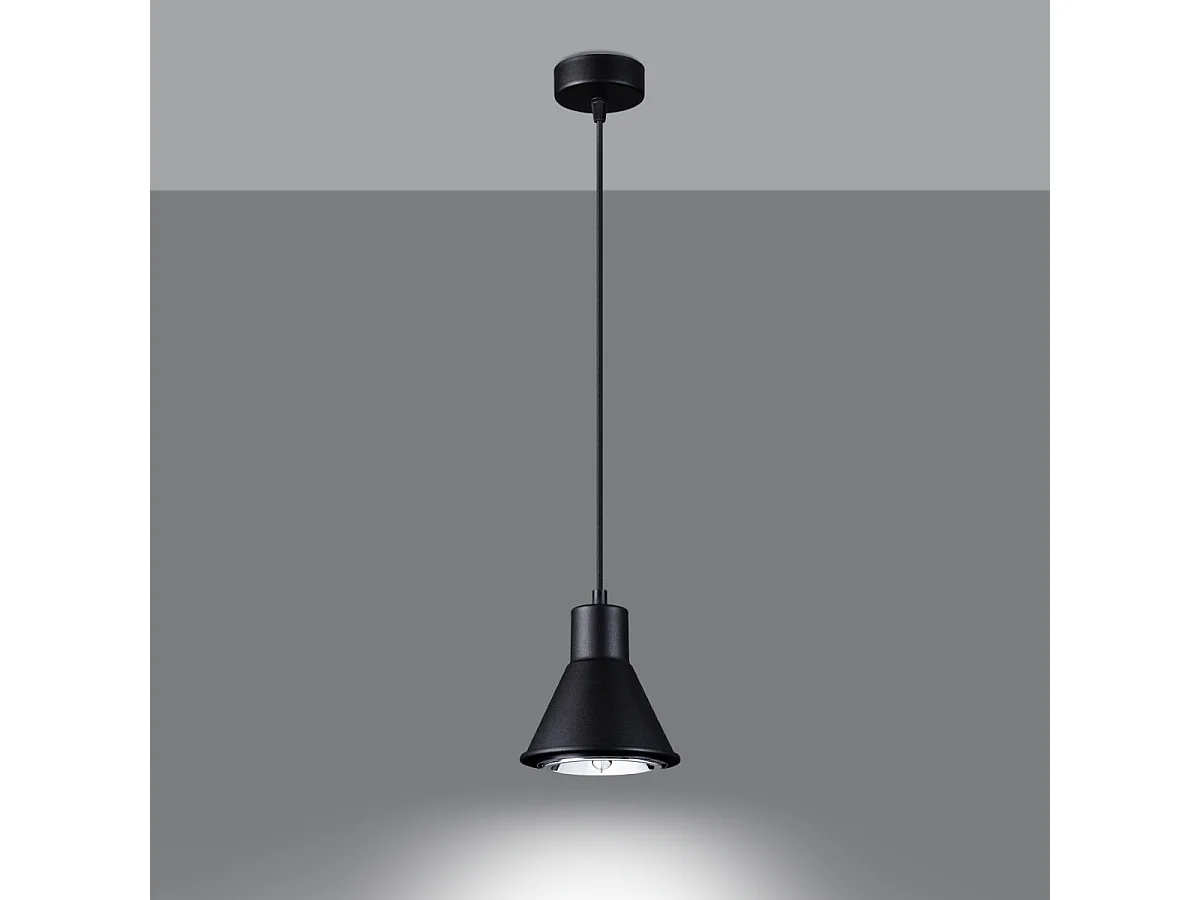 Lampy wiszące nowoczesny Zylata, stal - 1 źródło światła 3000K - L.14 x H.120 cm - czarny 4752674 - obrazek 1
