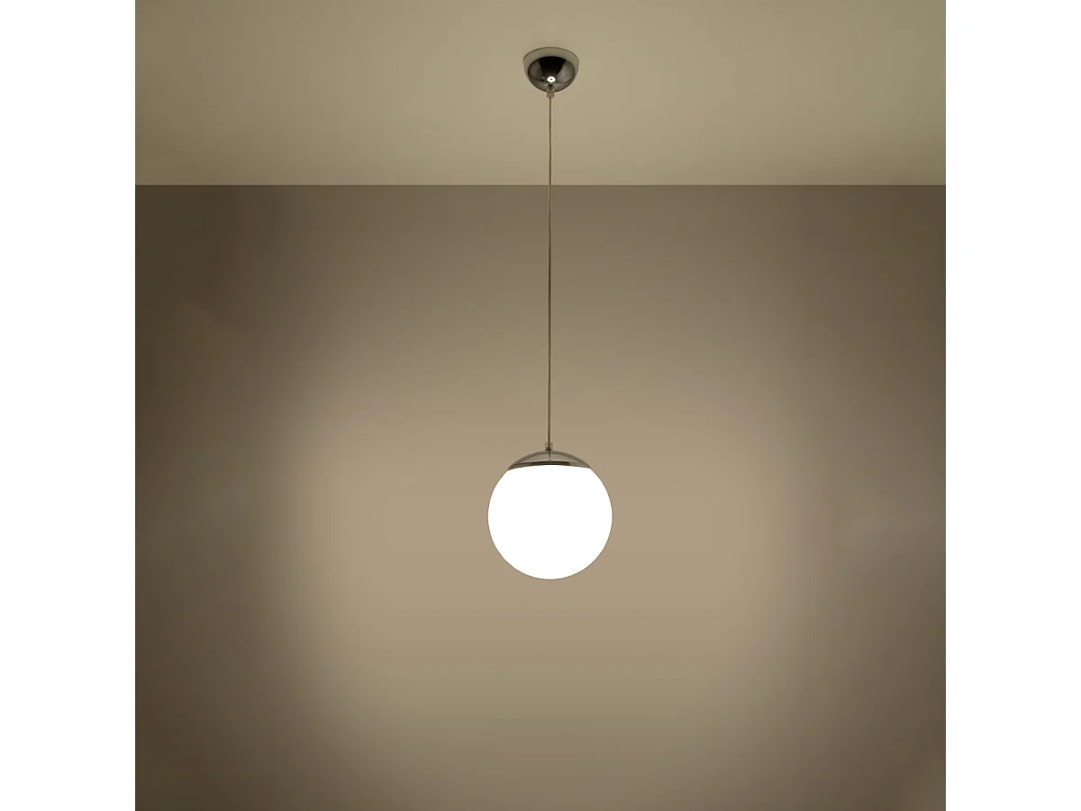 Lampy wiszące minimalistyczny Stera, stal/szkło - 1 źródło światła 3000K - L.20 x H.110 cm - biały/chrom 4752677 - obrazek 1