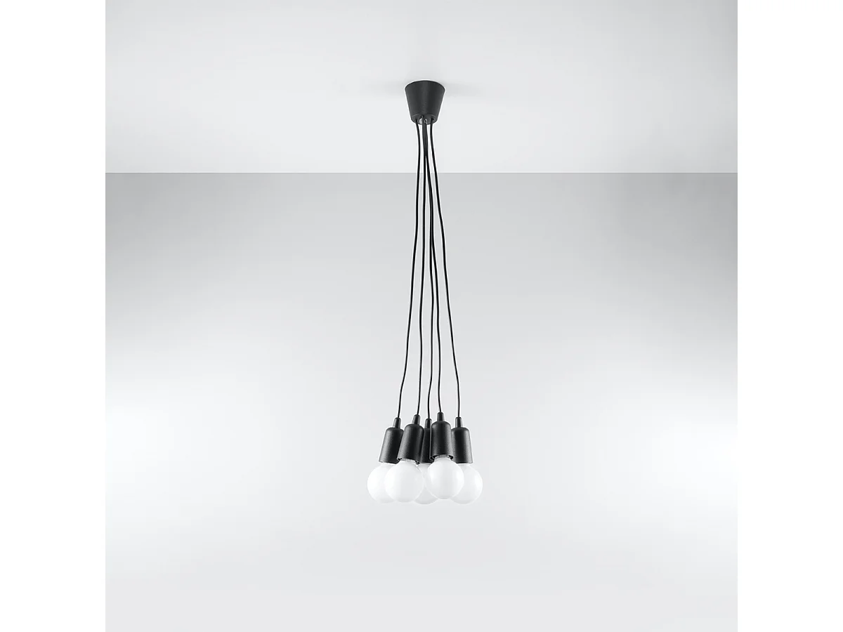 Lampy wiszące nowoczesny Astis, PVC - 5 źródło światła 4000K - L.25 x H.90 cm - czarny 4752678 - obrazek 1