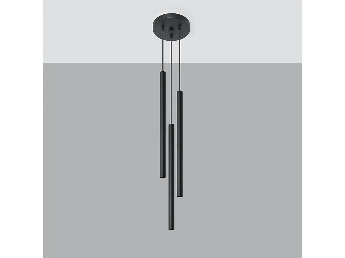 Lampy wiszące nowoczesny Brill, stal - 3 źródło światła 4000K - L.20 x H.90 cm - czarny 4752685 - obrazek 1