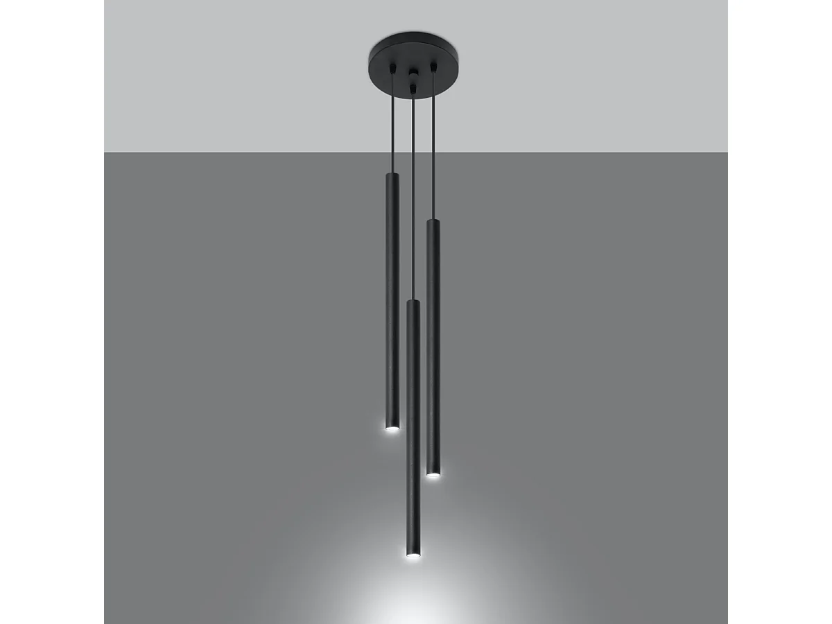 Lampy wiszące nowoczesny Brill, stal - 3 źródło światła 3000K - L.20 x H.90 cm - czarny 4752686 - obrazek 1