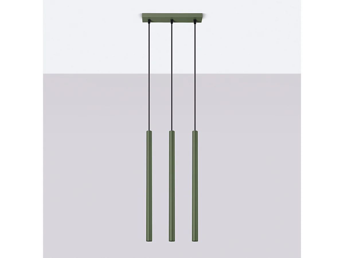 Lampa wisząca nowoczesny Brill, stal - 3 źródło światła 4000K - L.30 x H.94 cm - zielony oliwkowy 4752682 - obrazek 1
