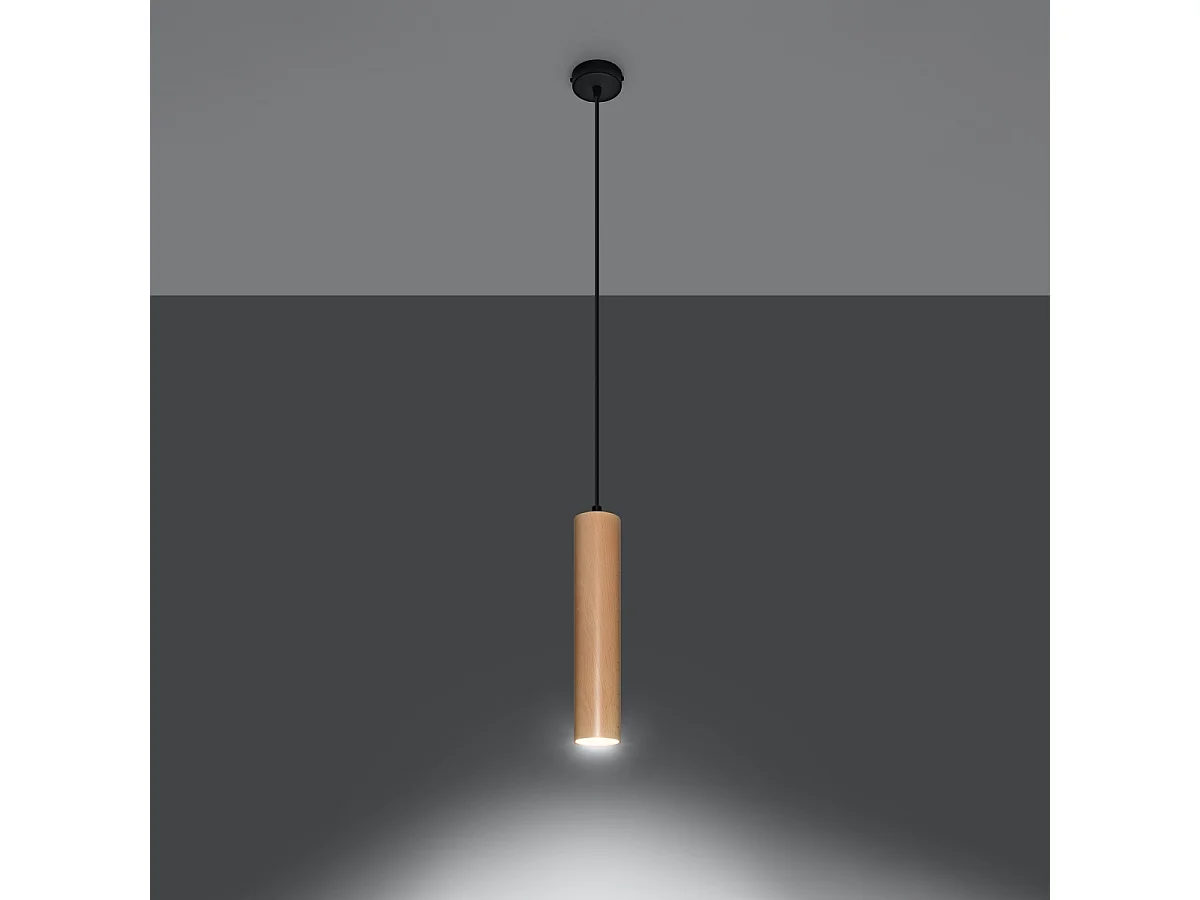Lampy wiszące skandynawski Silno, drewno - 1 źródło światła 3000K - L.8 x H.105 cm - naturalne drewno 4752689 - obrazek 1