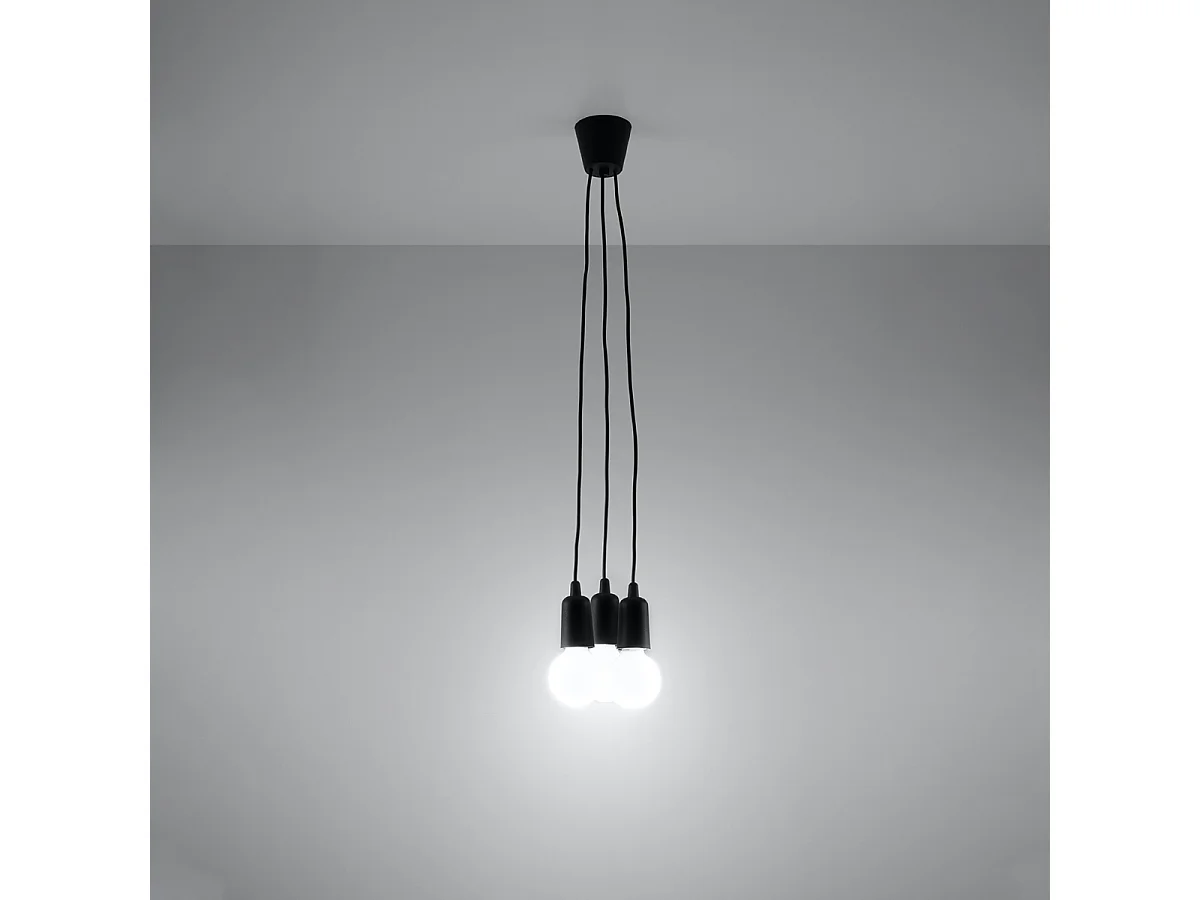 Lampy wiszące nowoczesny Astis, PVC - 3 źródło światła 3000K - L.15 x H.90 cm - czarny 4752687 - obrazek 1