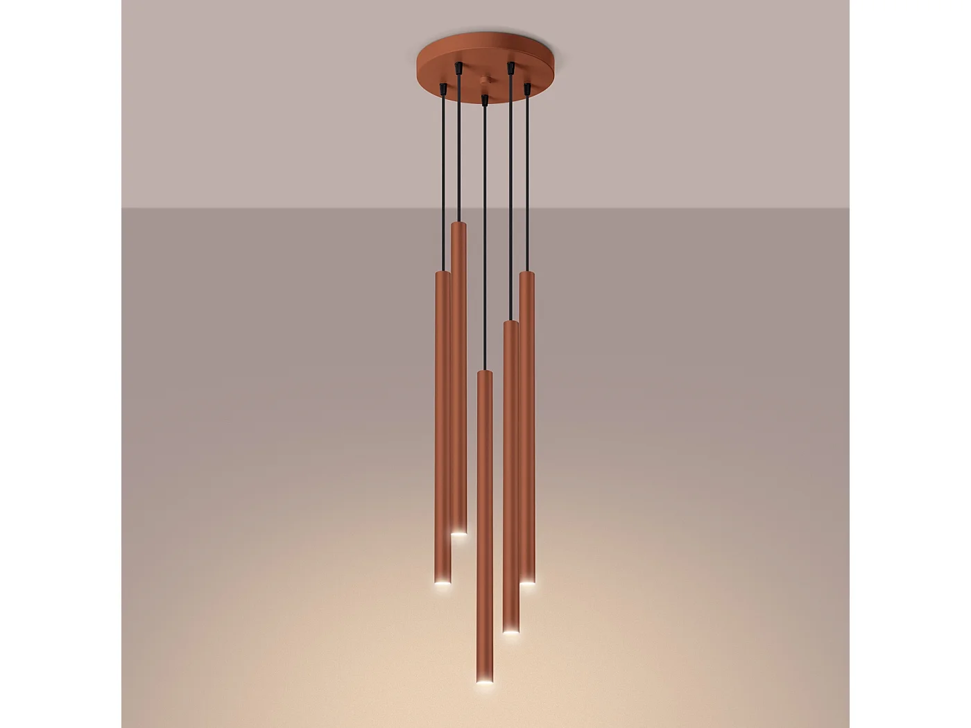 Lampa wisząca nowoczesny Brill, stal - 5 źródło światła 3000K - L.25 x H.104 cm - ochra czerwona 4752696 - obrazek 1