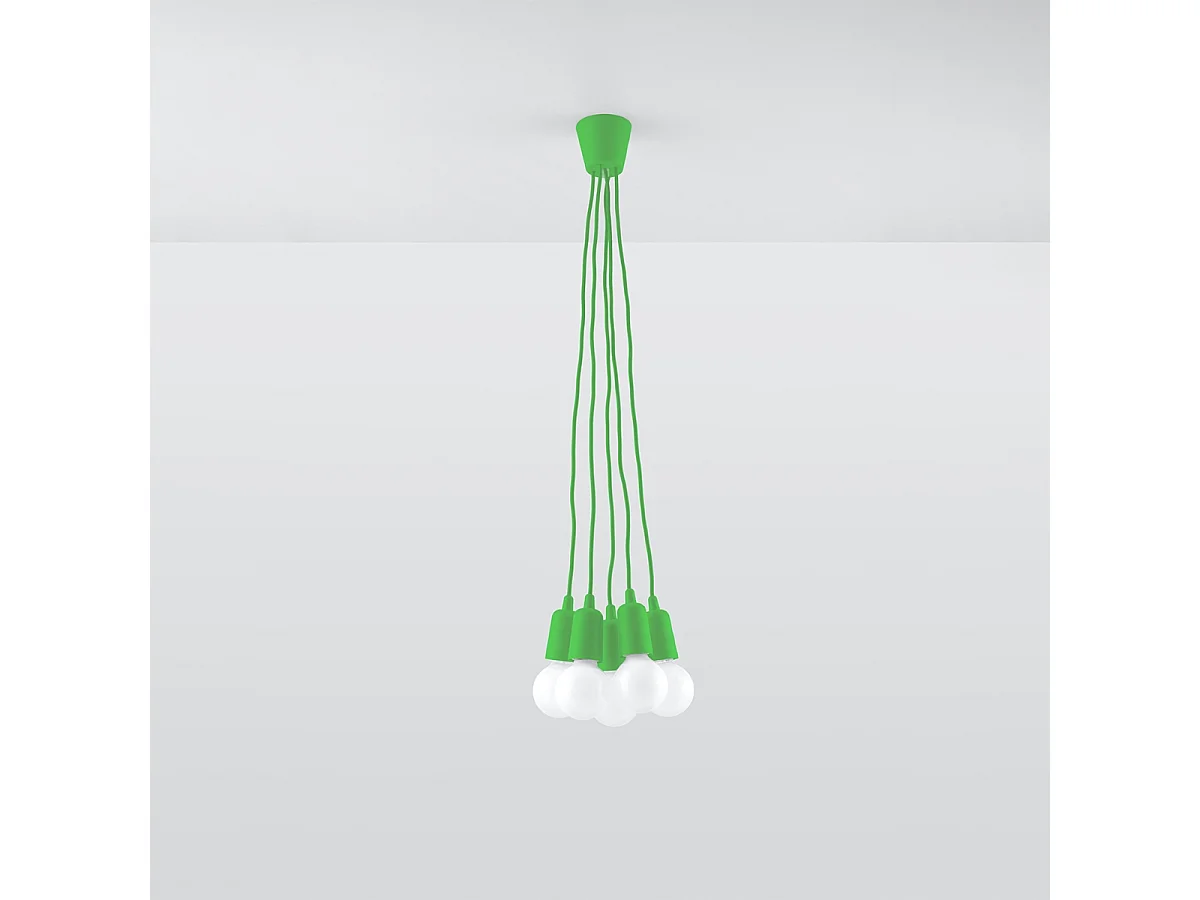 Lampy wiszące nowoczesny Astis, PVC - 5 źródło światła 4000K - L.25 x H.90 cm - zielony 4752691 - obrazek 1
