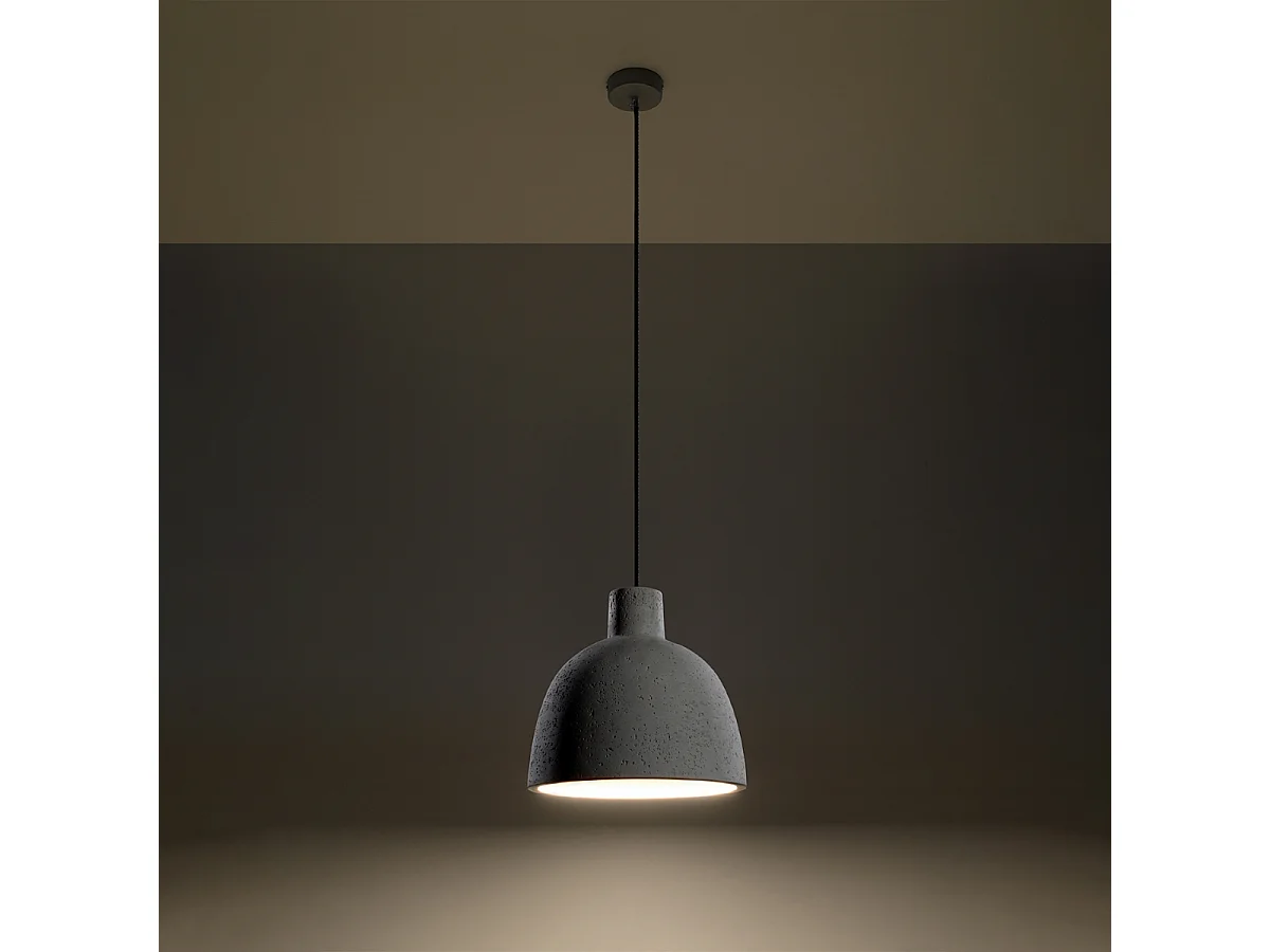 Lampy wiszące industrialny Solyma, beton - 1 źródło światła 3000K - L.28 x H.128 cm - szary 4752704 - obrazek 1