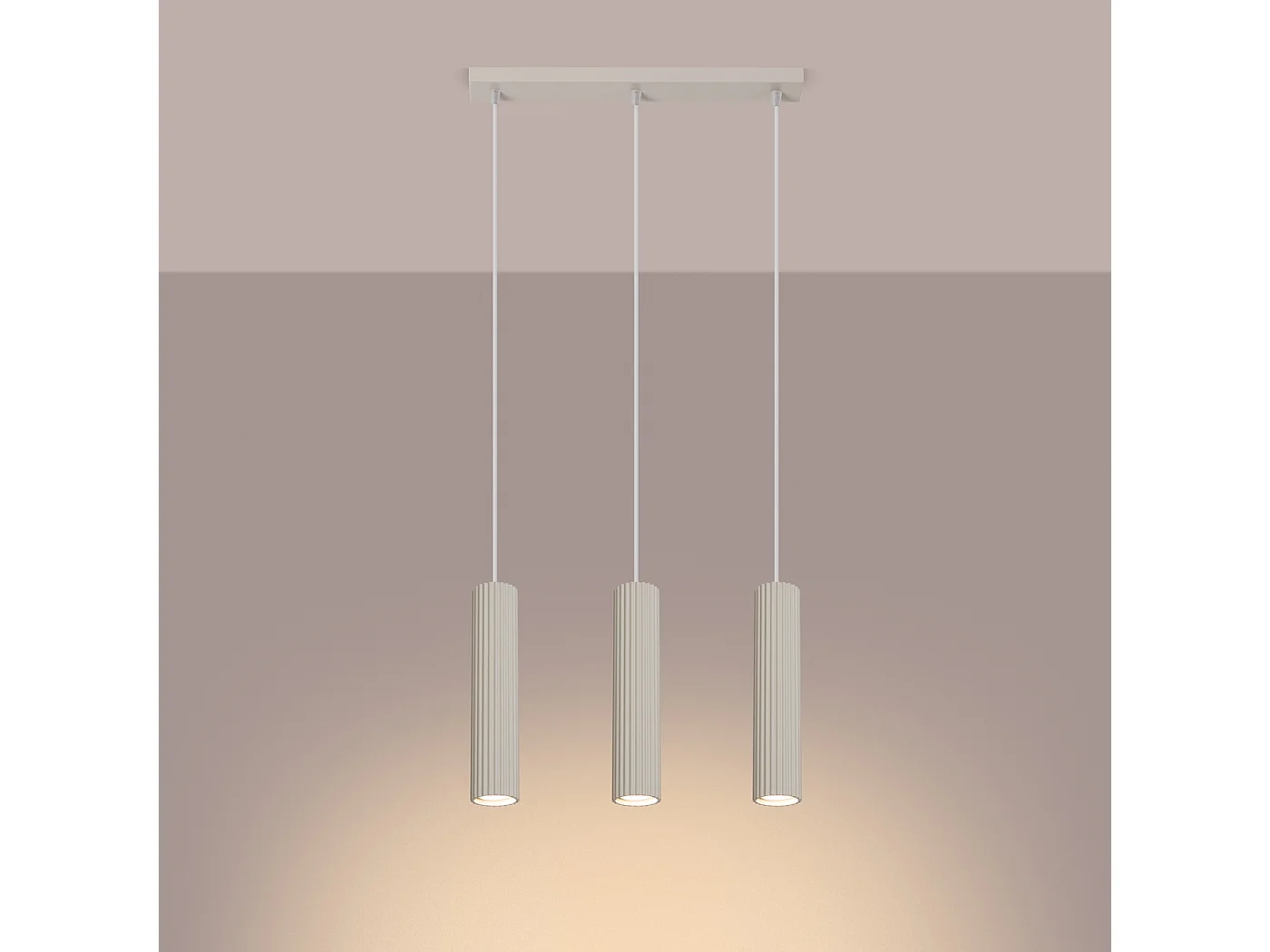 Lampa wisząca minimalistyczny Gloow, aluminium - 3 źródło światła 3000K - L.45 x H.98 cm - beżowy 4752699 - obrazek 1