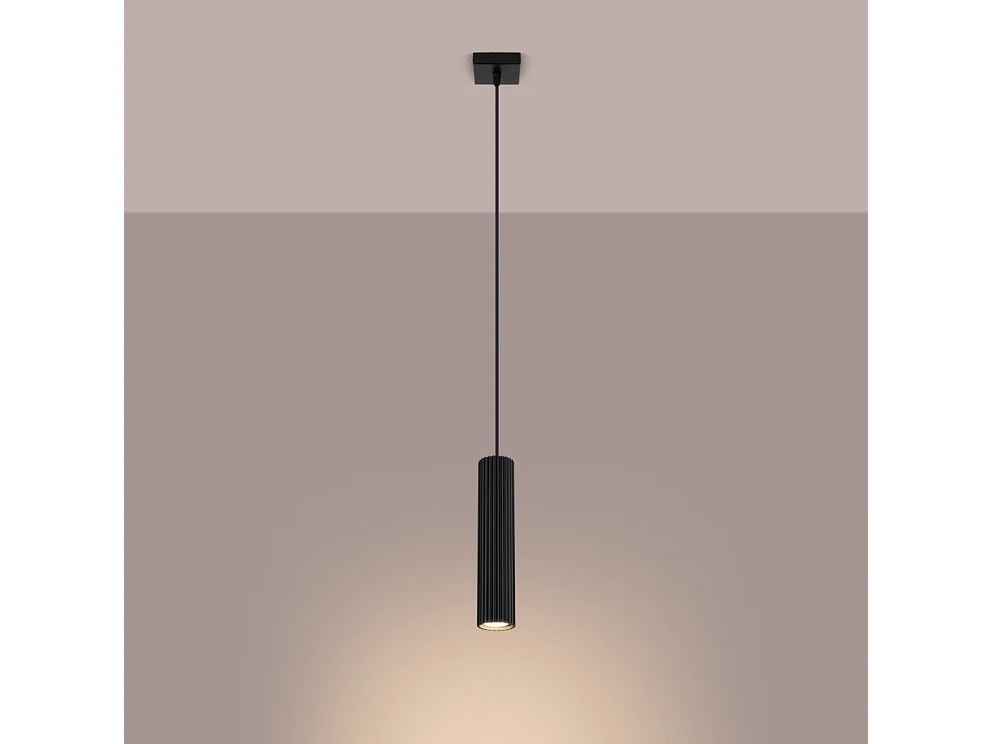 Lampa wisząca minimalistyczny Gloow, aluminium - 1 źródło światła 3000K - L.8 x H.118 cm - czarny 4752703 - obrazek 1