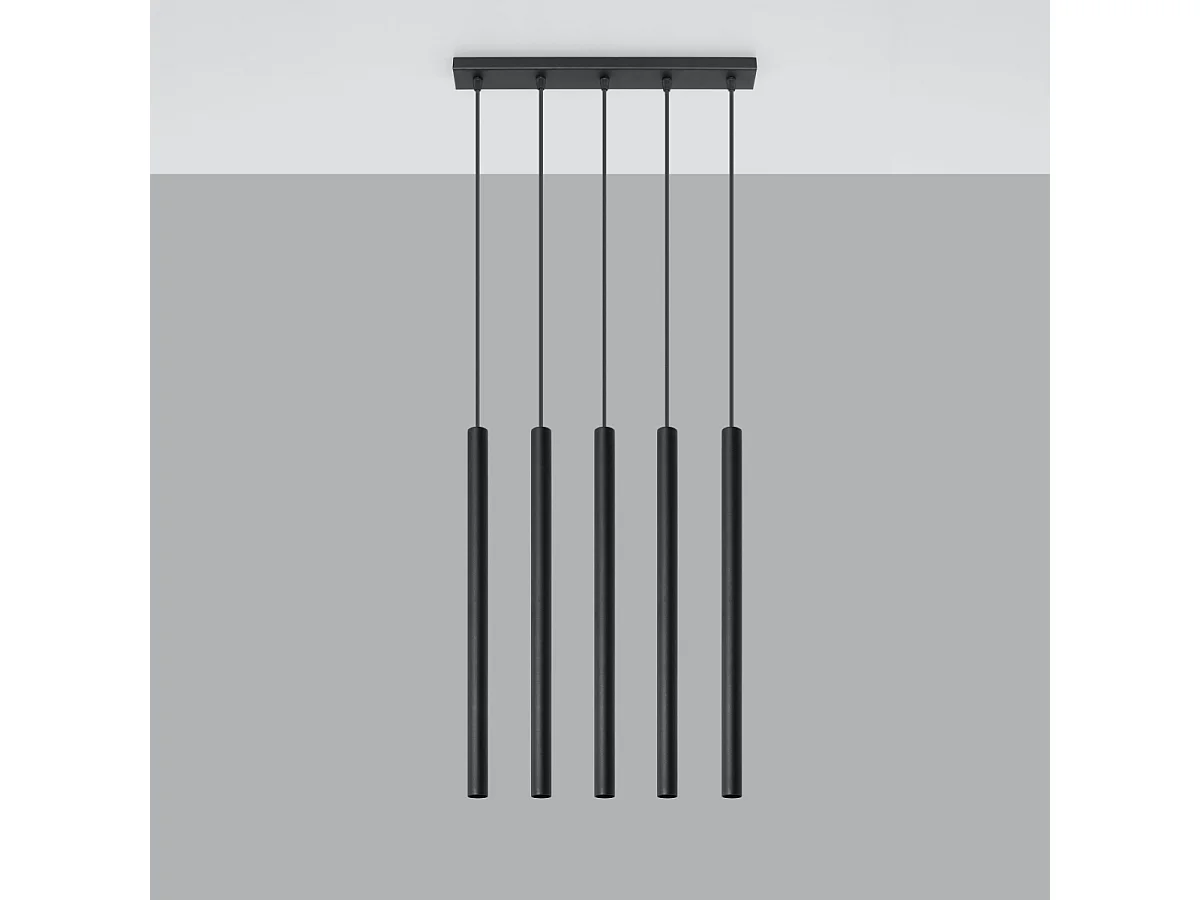 Lampy wiszące nowoczesny Brill, stal - 5 źródło światła 4000K - L.45 x H.90 cm - czarny 4752710 - obrazek 1
