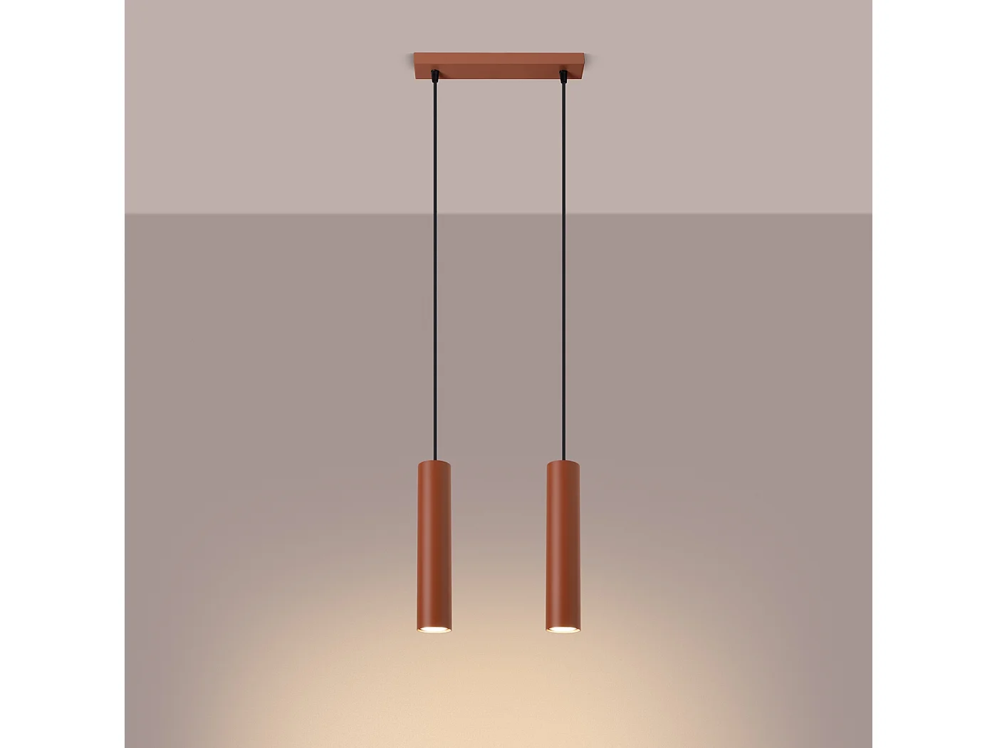 Lampa wisząca loft Toris, stal - 2 źródło światła 3000K - L.30 x H.105 cm - ochra czerwona 4752705 - obrazek 1