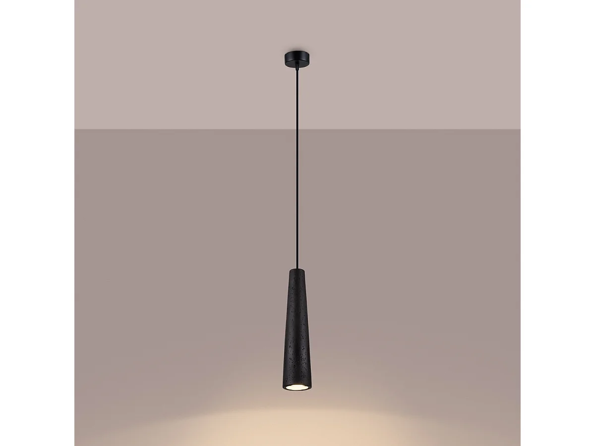 Lampy wiszące loft Zyntria, beton - 1 źródło światła 3000K - L.8 x H.125 cm - czarny 4752722 - obrazek 1