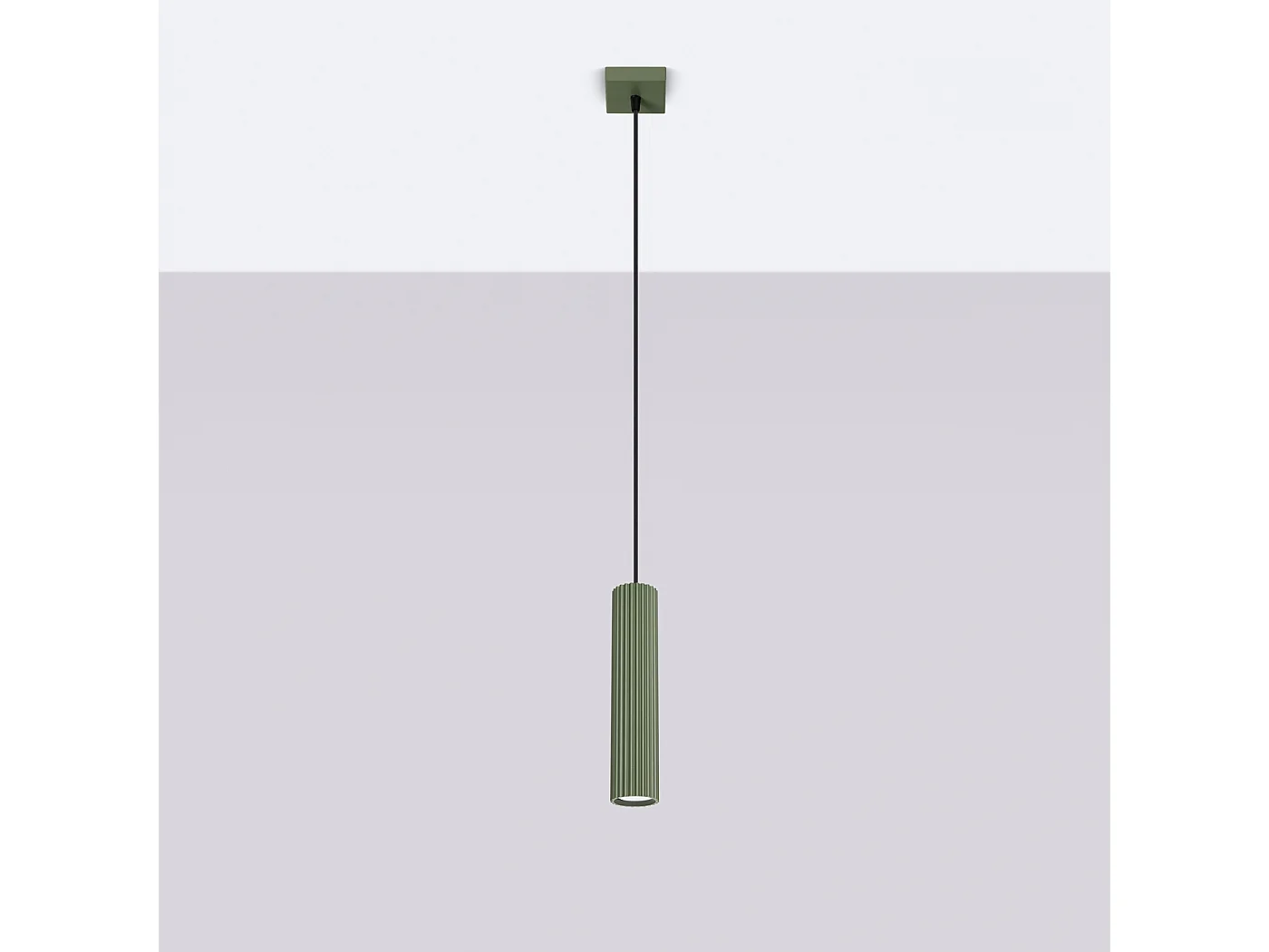Lampa wisząca minimalistyczny Gloow, aluminium - 1 źródło światła 4000K - L.8 x H.118 cm - zielony oliwkowy 4752728 - obrazek 1