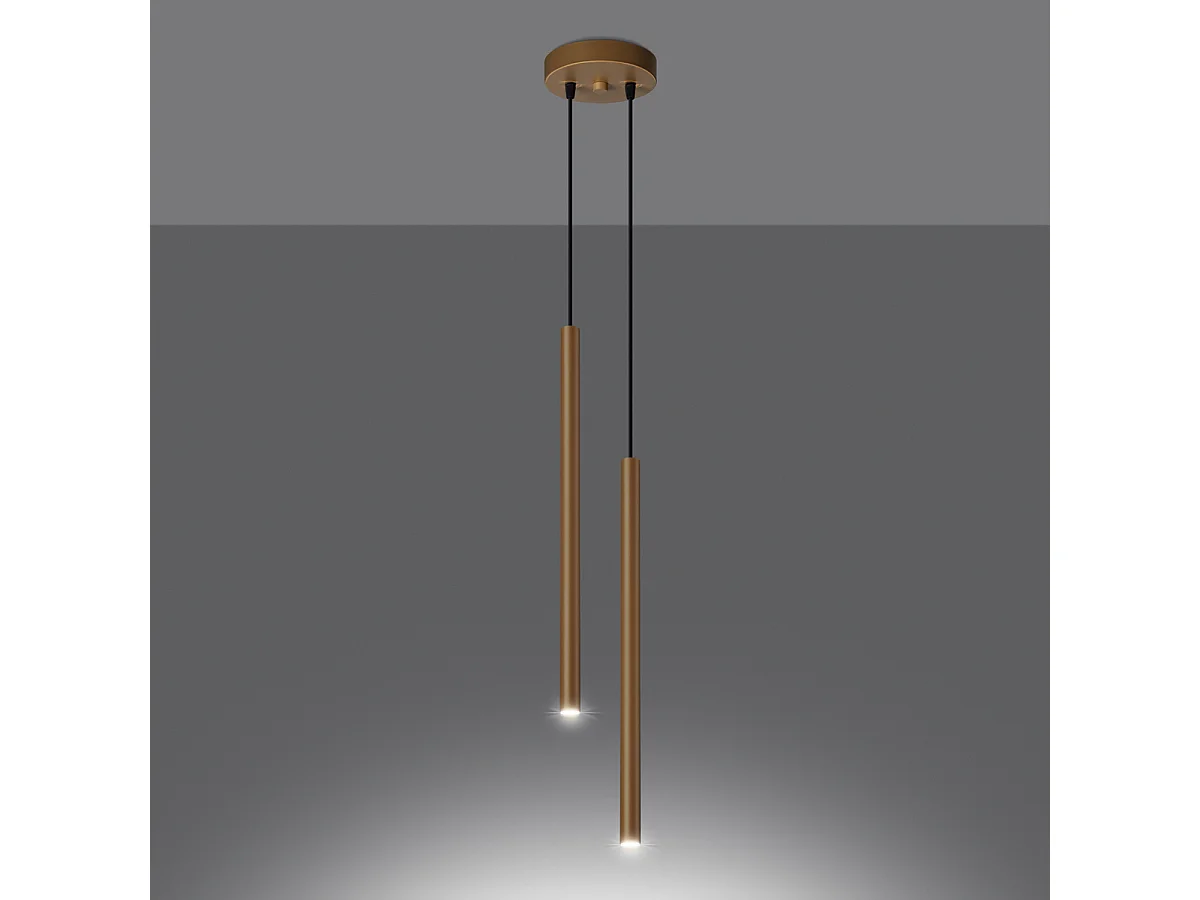 Lampy wiszące nowoczesny Brill, stal - 2 źródło światła 3000K - L.15 x H.118 cm - złoty 4752736 - obrazek 1