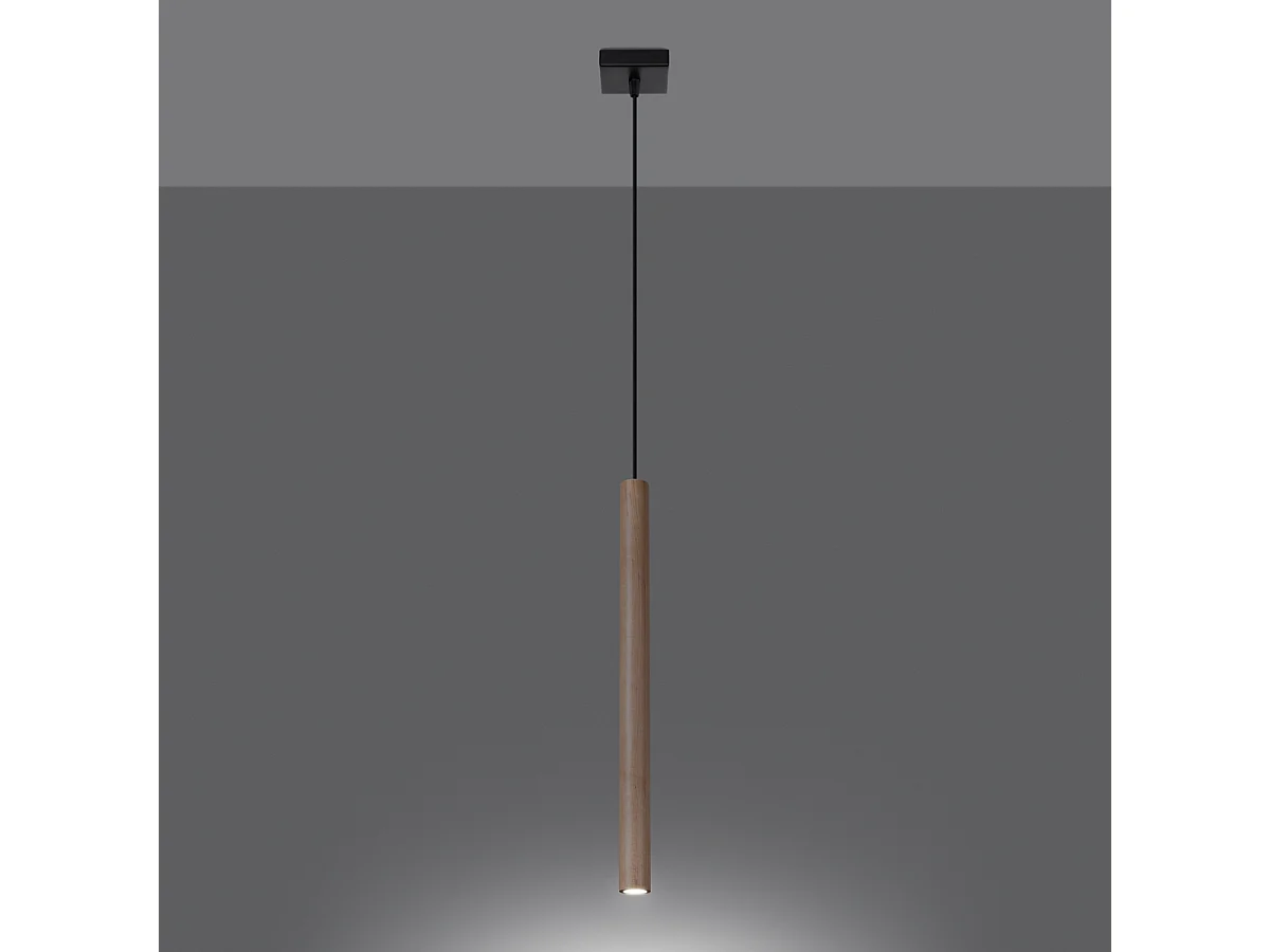 Lampy wiszące nowoczesny Brill, stal/drewno - 1 źródło światła 3000K - L.3.5 x H.120 cm - drewno 4752748 - obrazek 1