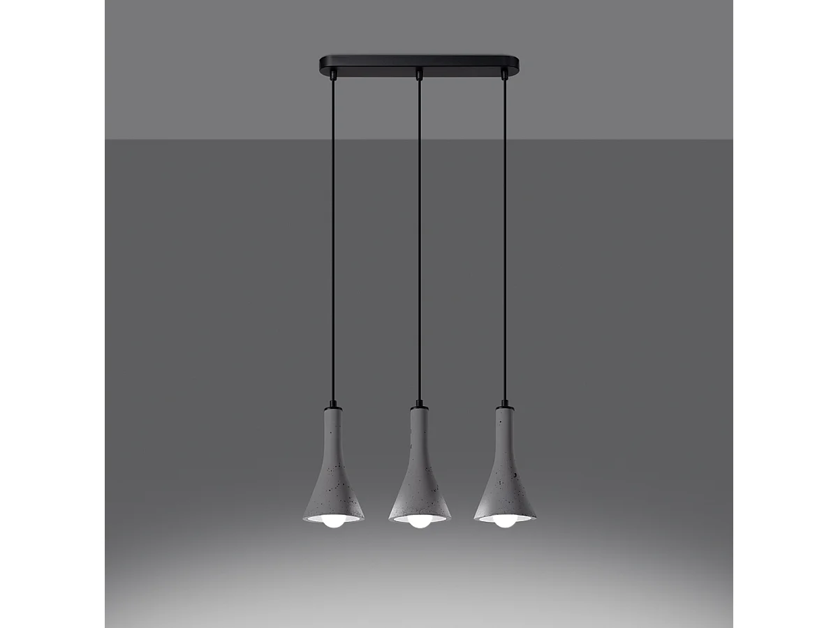 Lampy wiszące nowoczesny Lum, beton - 3 źródło światła 3000K - L.46 x H.110 cm - szary 4752735 - obrazek 1