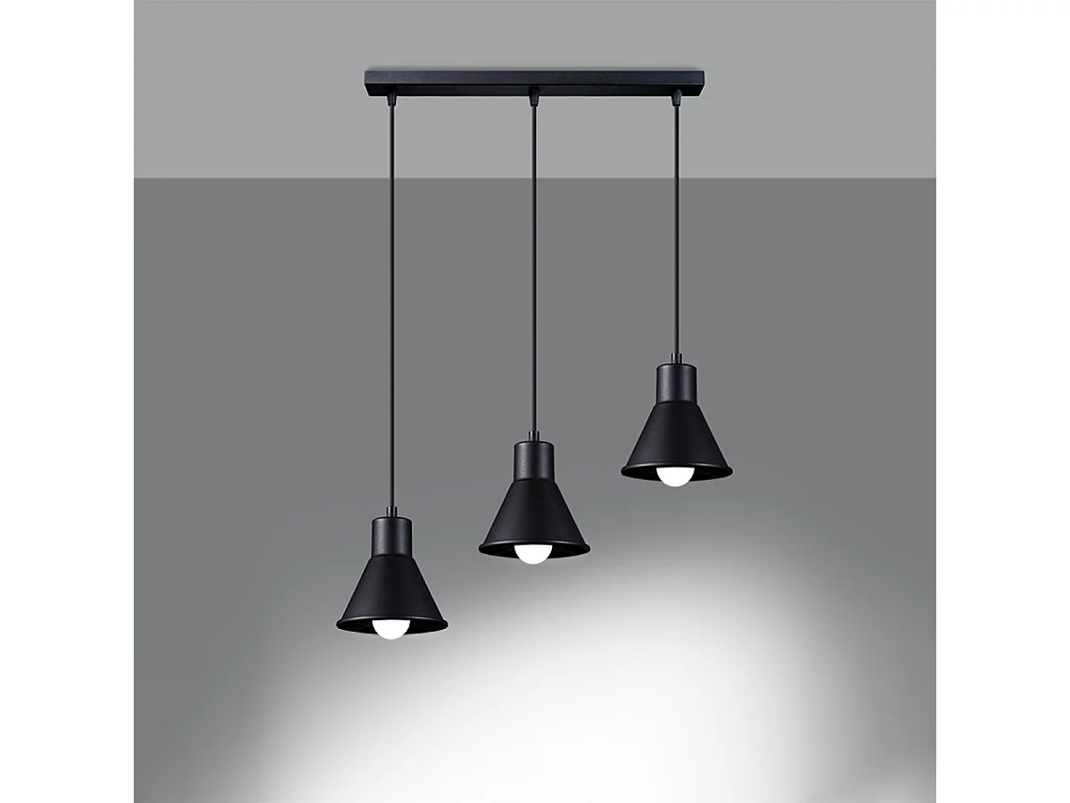 Lampy wiszące nowoczesny Faldura, stal - 3 źródło światła 3000K - L.45 x H.120 cm - czarny 4752773 - obrazek 1