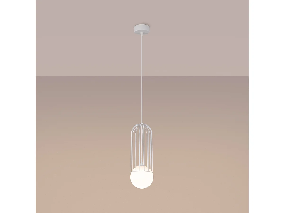 Lampy wiszące nowoczesny Zynex, stal - 1 źródło światła 3000K - L.12 x H.115 cm - biały 4752781 - obrazek 1