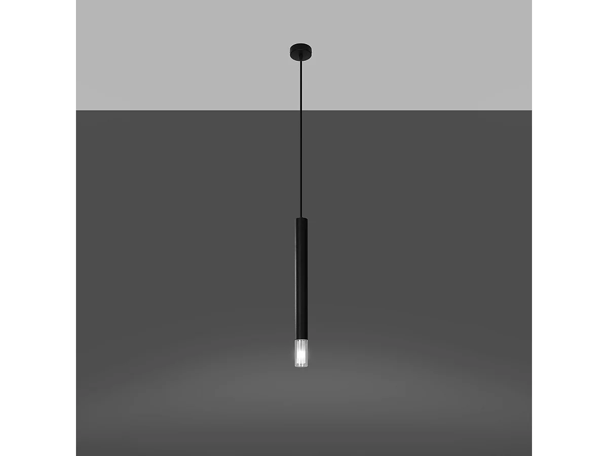 Lampy wiszące nowoczesny Eclim, stal/szkło - 1 źródło światła 3000K - L.8 x H.120 cm - czarny 4752785 - obrazek 1