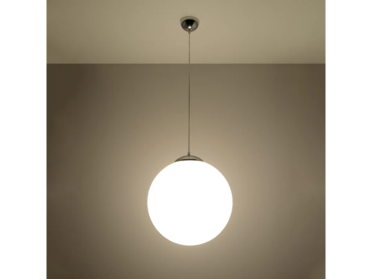 Lampy wiszące minimalistyczny Stera, stal/szkło - 1 źródło światła 3000K - L.40 x H.130 cm - biały/chrom 4752791 - obrazek 1