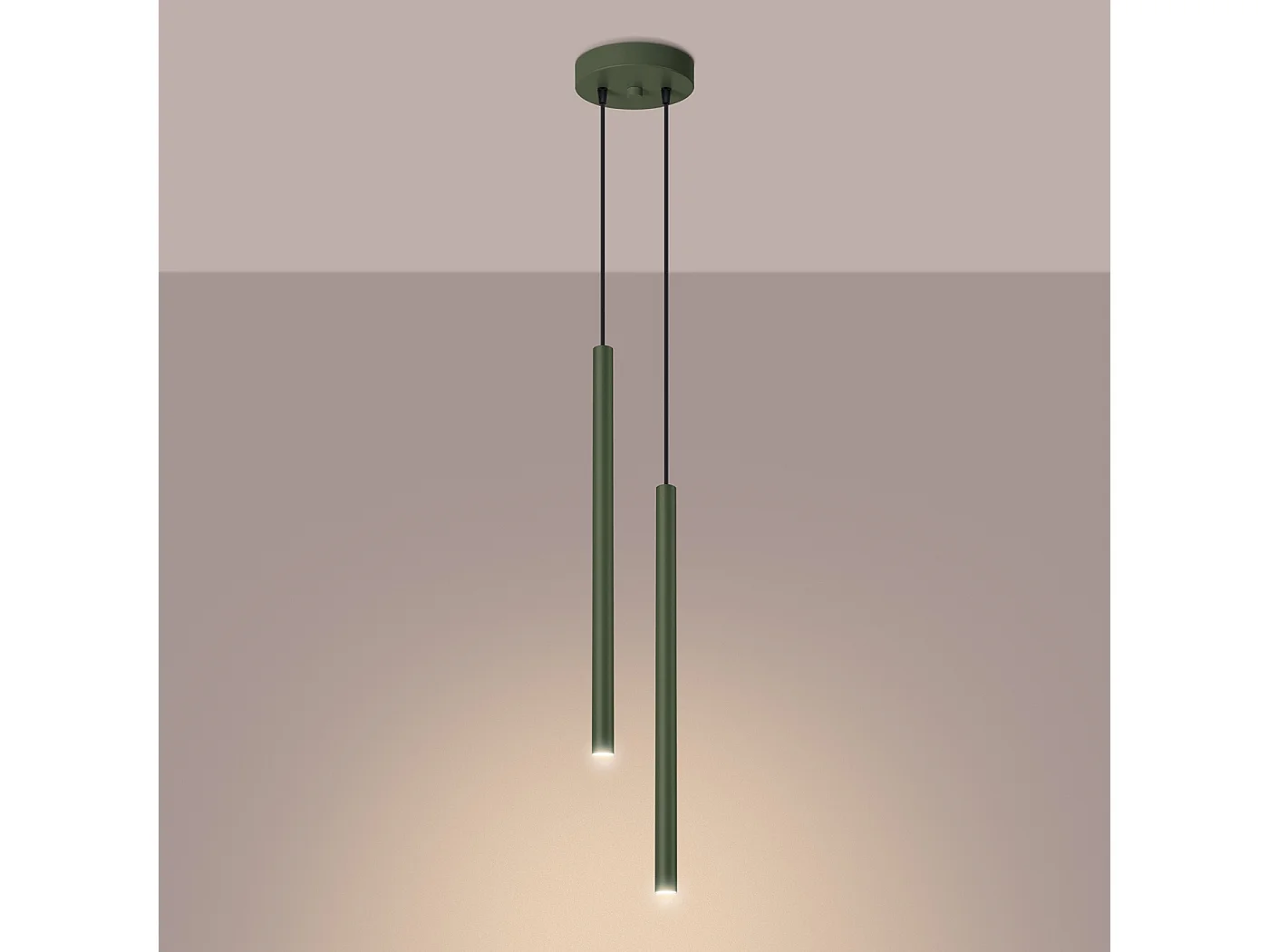 Lampa wisząca nowoczesny Brill, stal - 2 źródło światła 3000K - L.15 x H.104 cm - zielony oliwkowy 4752790 - obrazek 1