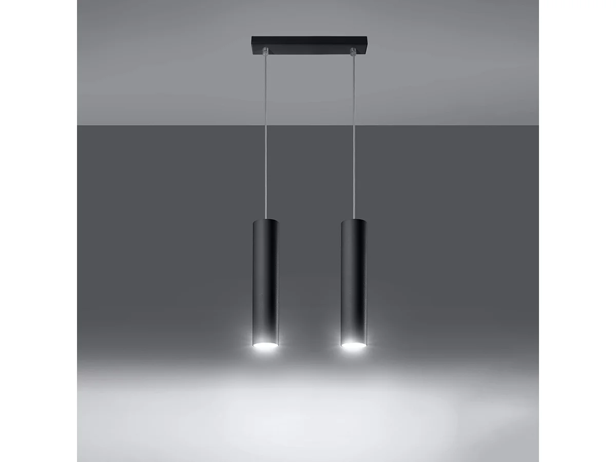 Lampy wiszące nowoczesny Toris, stal – 2 źródło światła 3000K – L.30 x H.90 cm – czarny 4752796