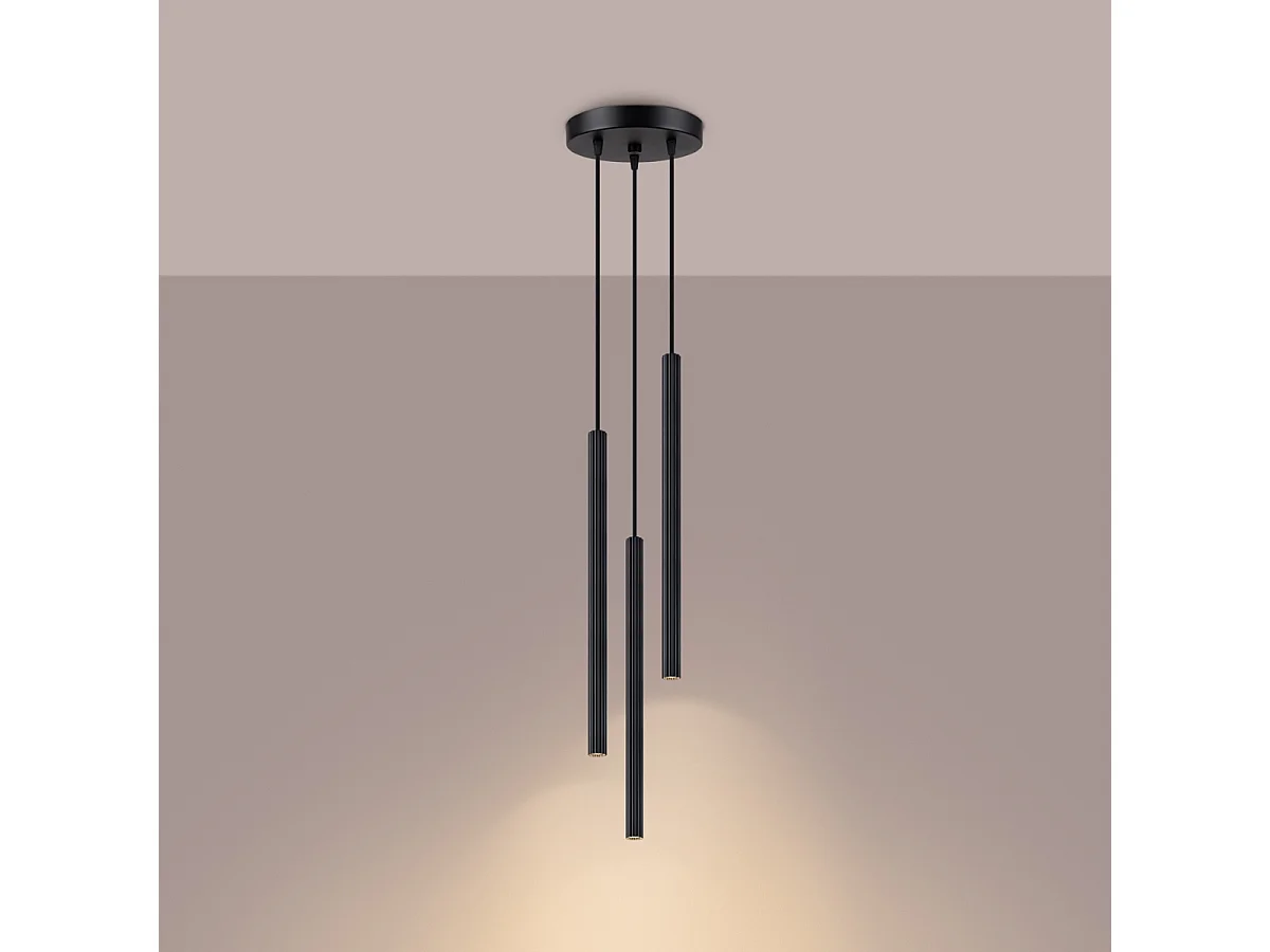 Lampy wiszące nowoczesny Elara, stal - 3 źródło światła 3000K - L.20 x H.120 cm - czarny 4752806 - obrazek 1