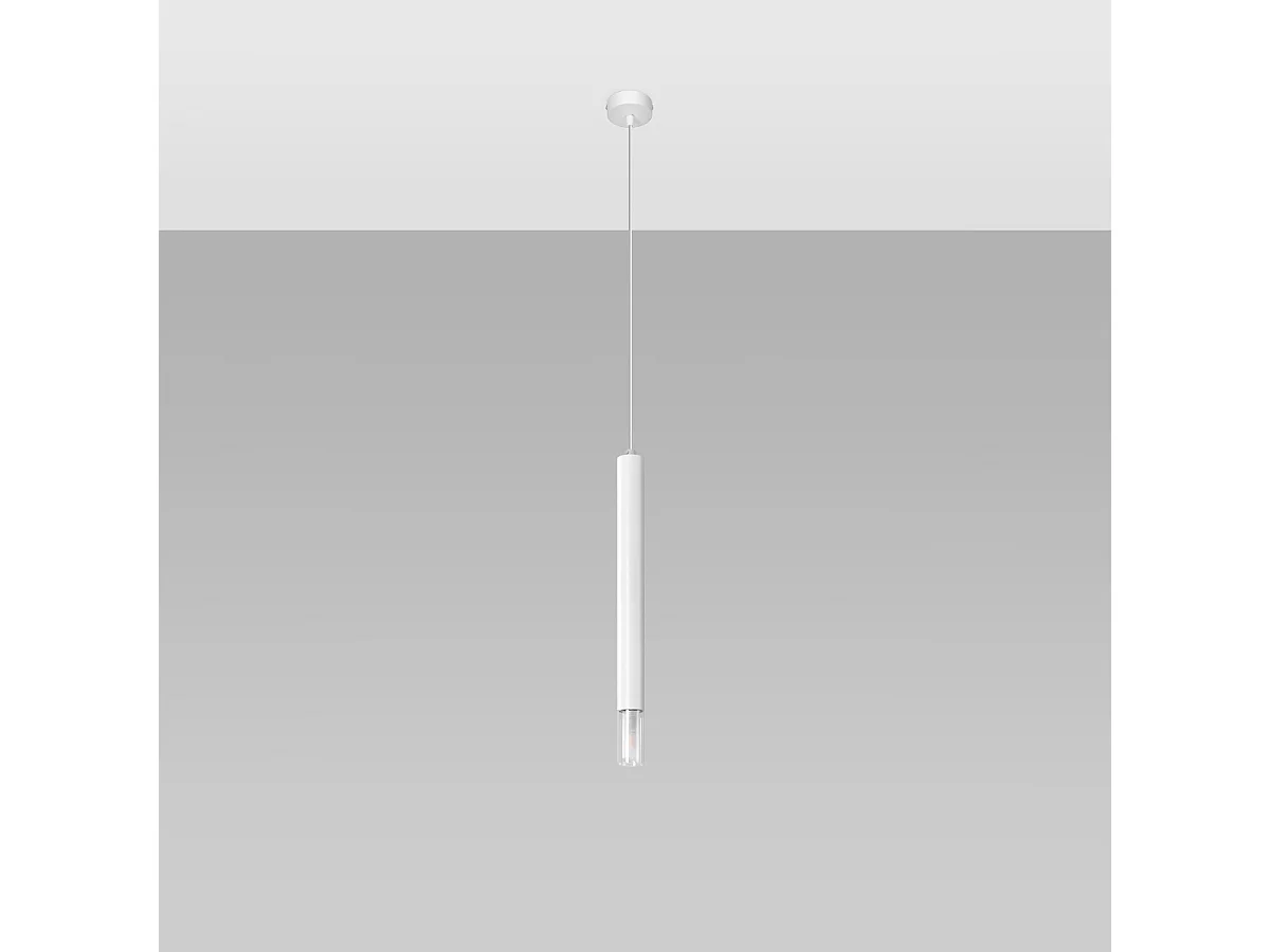 Lampy wiszące nowoczesny Eclim, stal/szkło - 1 źródło światła 4000K - L.8 x H.120 cm - biały 4752809 - obrazek 1