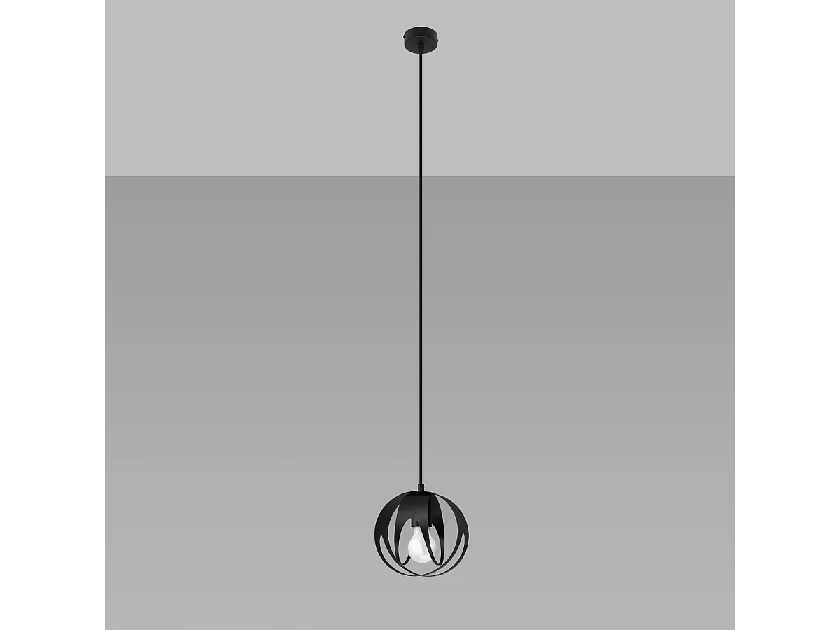 Lampy wiszące nowoczesny Brive, stal – 1 źródło światła 4000K – L.16 x H.125 cm – czarny 4752807