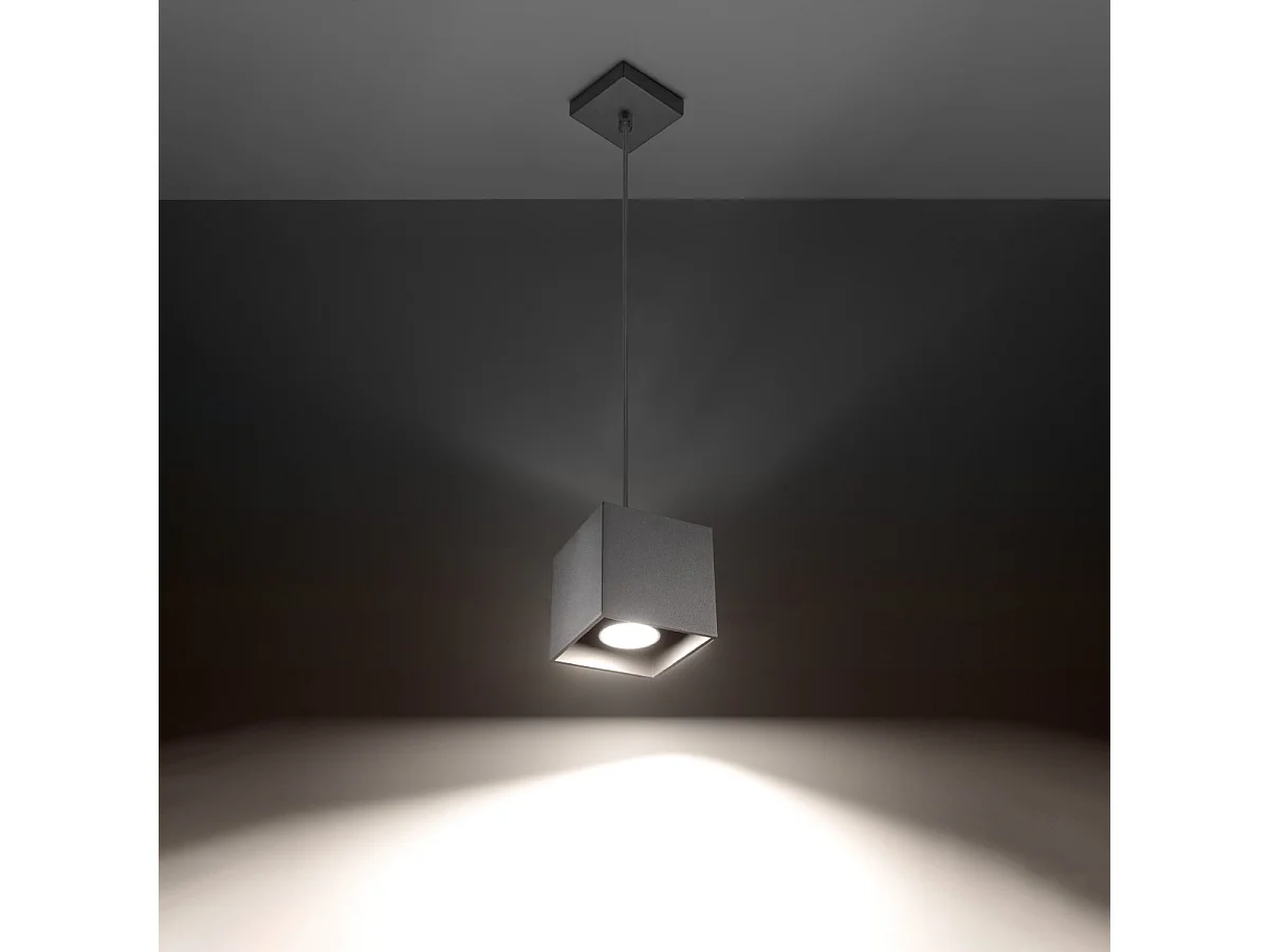 Lampy wiszące nowoczesny Quadx, aluminium - 1 źródło światła 3000K - L.10 x H.110 cm - szary 4752801 - obrazek 1
