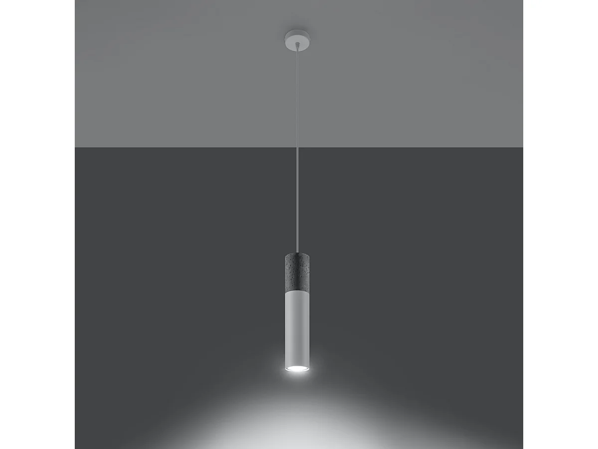 Lampy wiszące nowoczesny Lume, stal/beton - 1 źródło światła 3000K - L.8 x H.105 cm - biały/szary 4752808 - obrazek 1