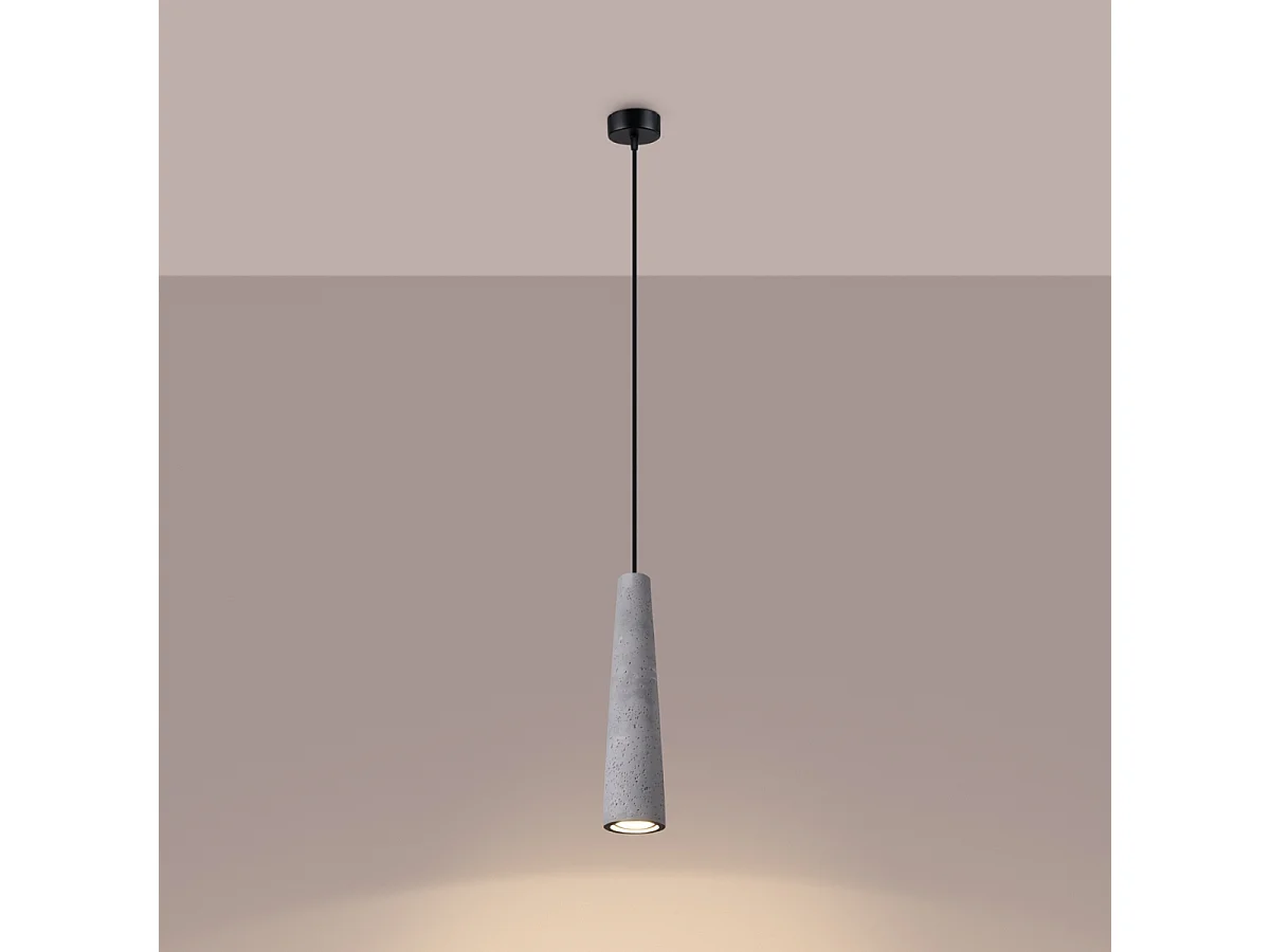Lampy wiszące industrialny Zyntria, beton - 1 źródło światła 3000K - L.8 x H.125 cm - szary 4752810 - obrazek 1