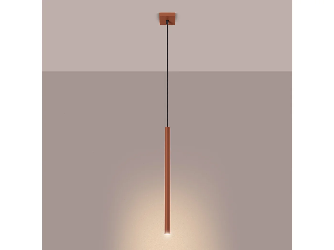 Lampa wisząca nowoczesny Brill, stal - 1 źródło światła 3000K - L.8 x H.114 cm - ochra czerwona 4752826 - obrazek 1