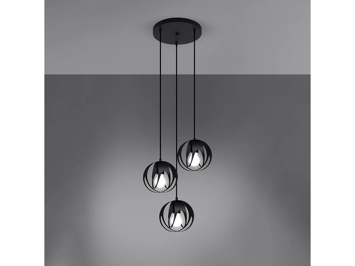 Lampy wiszące nowoczesny Brive, stal – 3 źródło światła 3000K – L.30 x H.117 cm – czarny 4752836