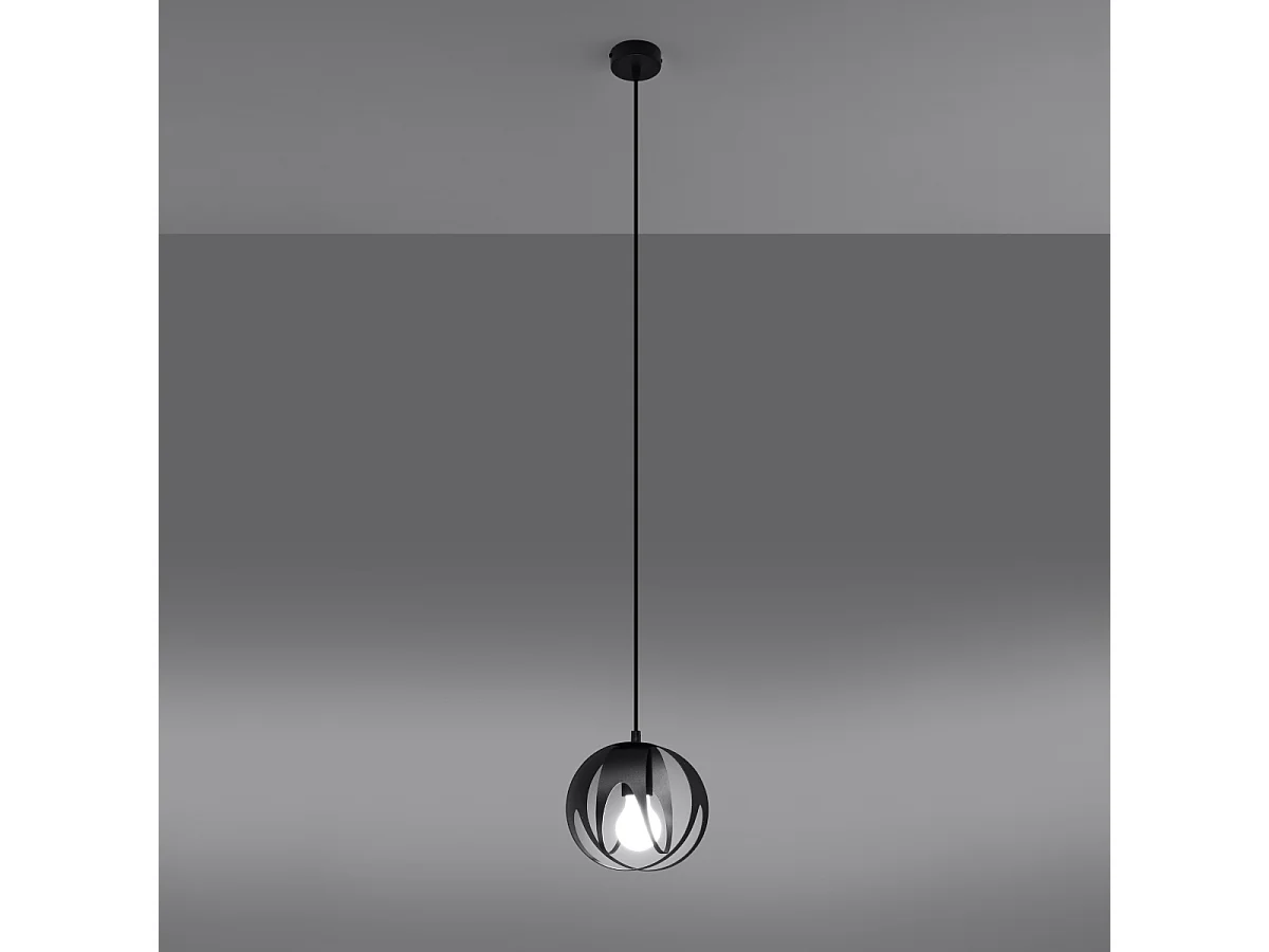 Lampy wiszące nowoczesny Brive, stal – 1 źródło światła 3000K – L.16 x H.125 cm – czarny 4752838