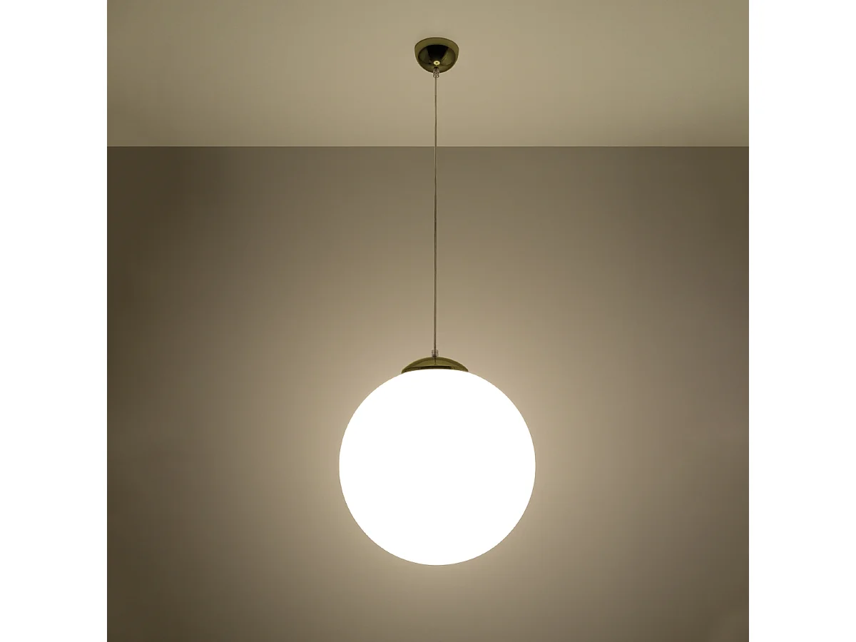 Lampy wiszące minimalistyczny Stera, stal/szkło - 1 źródło światła 3000K - L.40 x H.130 cm - biały/złoty 4752842 - obrazek 1