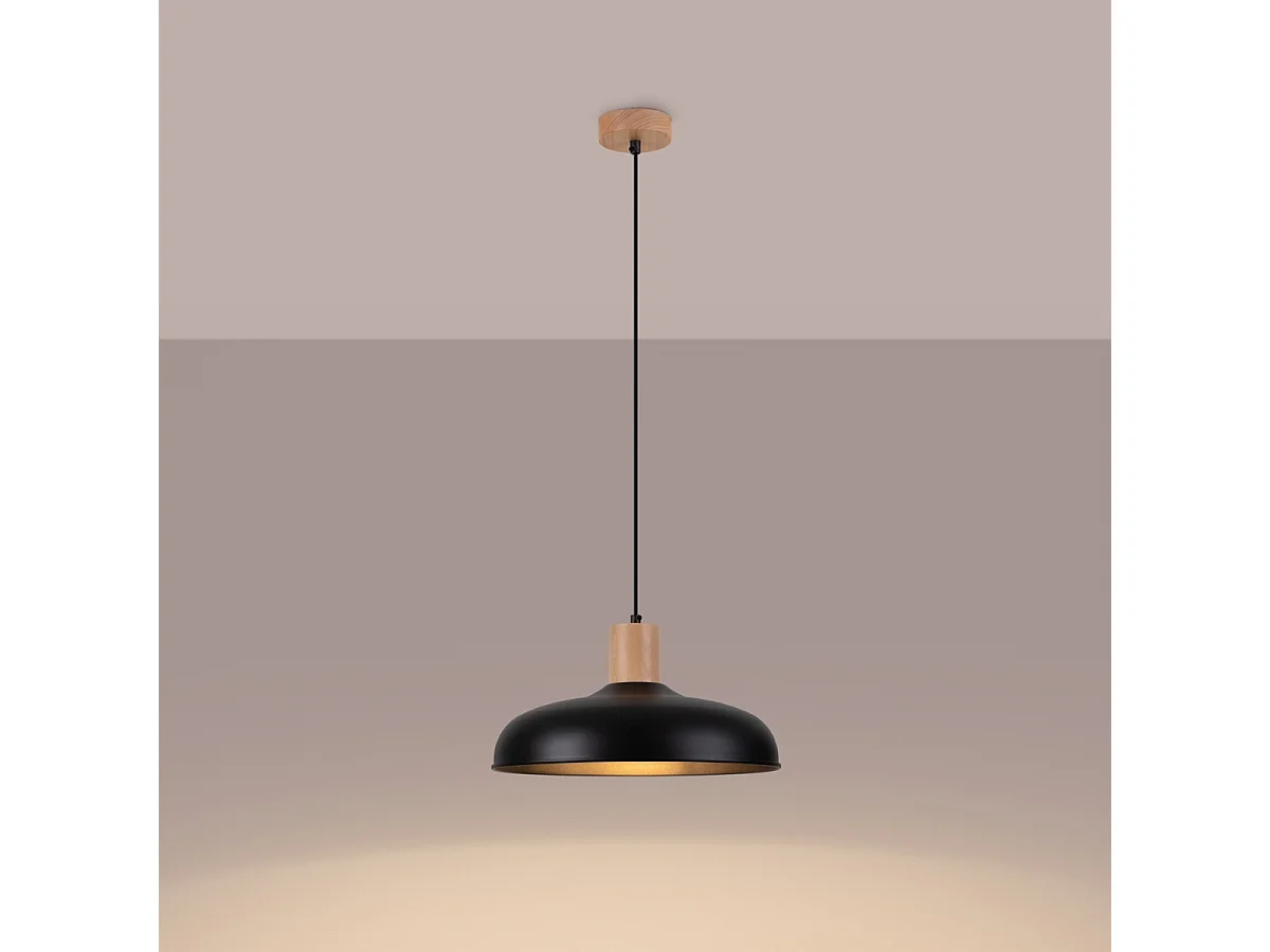 Lampy wiszące skandynawski Velture, stal - 1 źródło światła 3000K - L.38 x H.120 cm - czarny 4752843 - obrazek 1