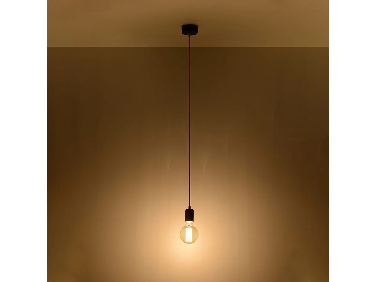 Lampy wiszące nowoczesny Speis, tkanina/stal - 1 źródło światła 3000K - L.8 x H.106 cm - czarny 4752847 - obrazek 1