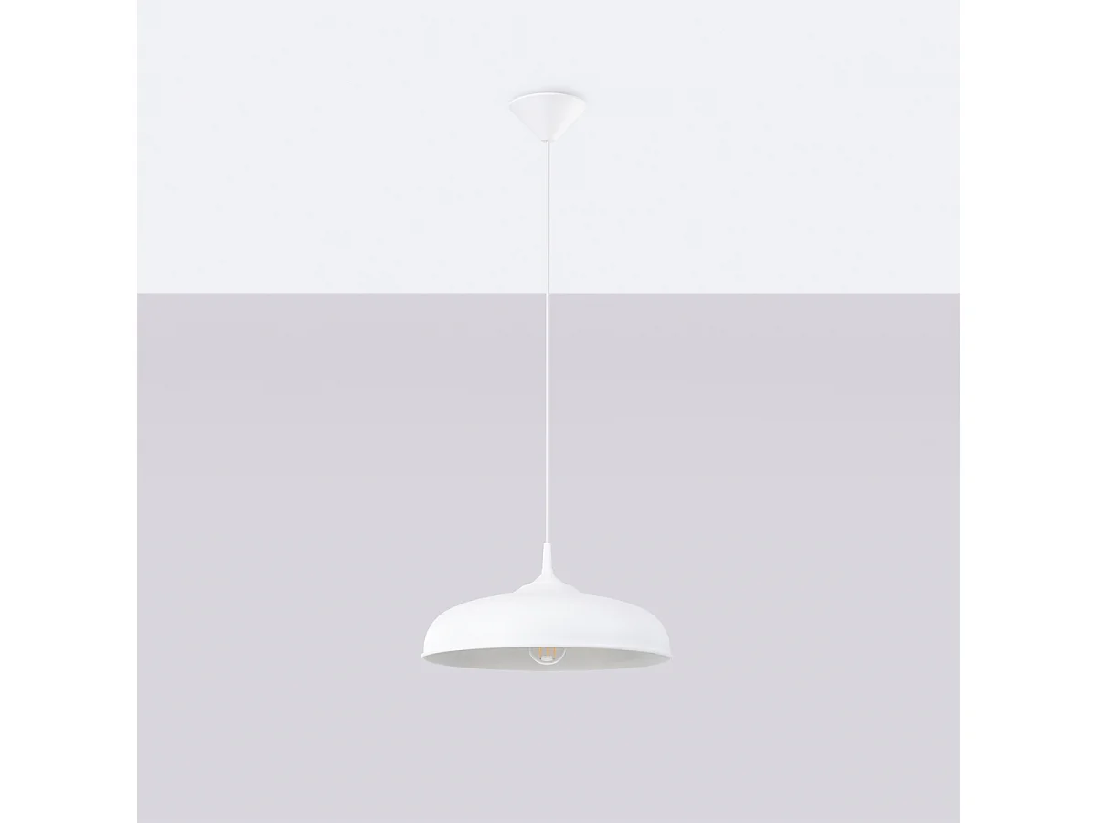 Lampy wiszące skandynawski Zinta, stal – 1 źródło światła 4000K – L.38 x H.74 cm – biały 4752851